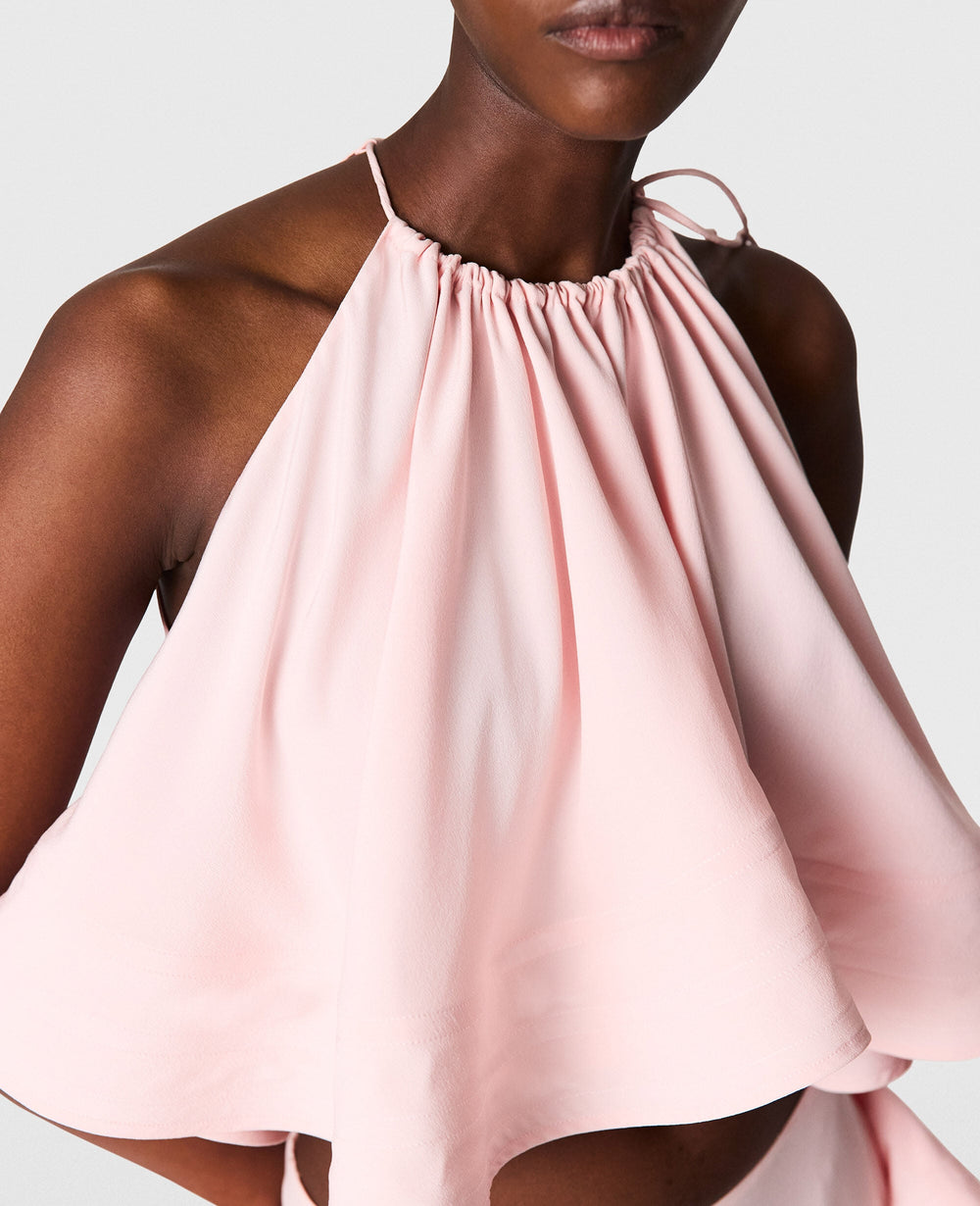 Halterneck Sleeveless Frill Top
