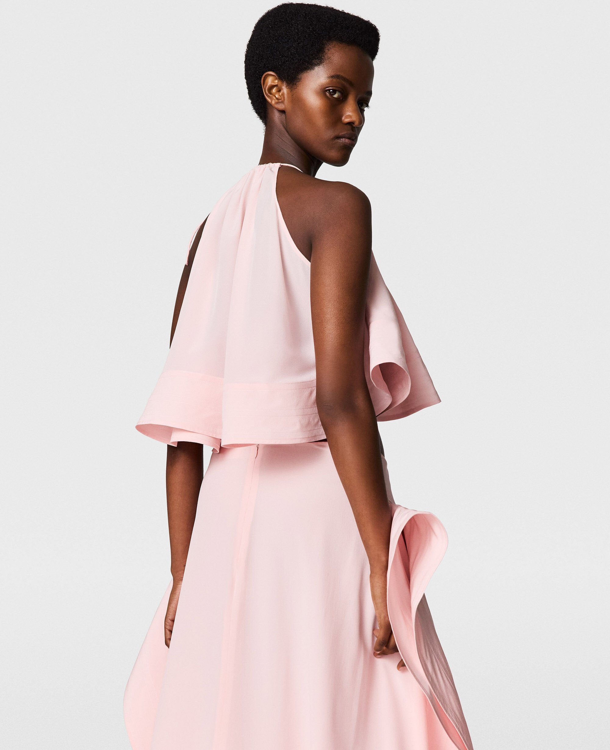 Halterneck Sleeveless Frill Top