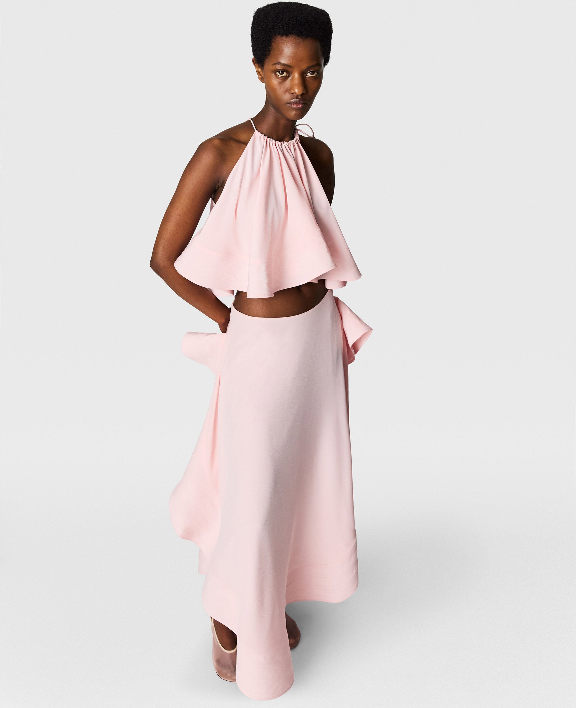 Halterneck Sleeveless Frill Top