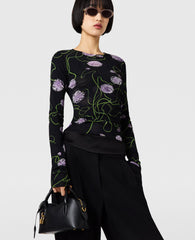 Mesh Twisted Floral Top