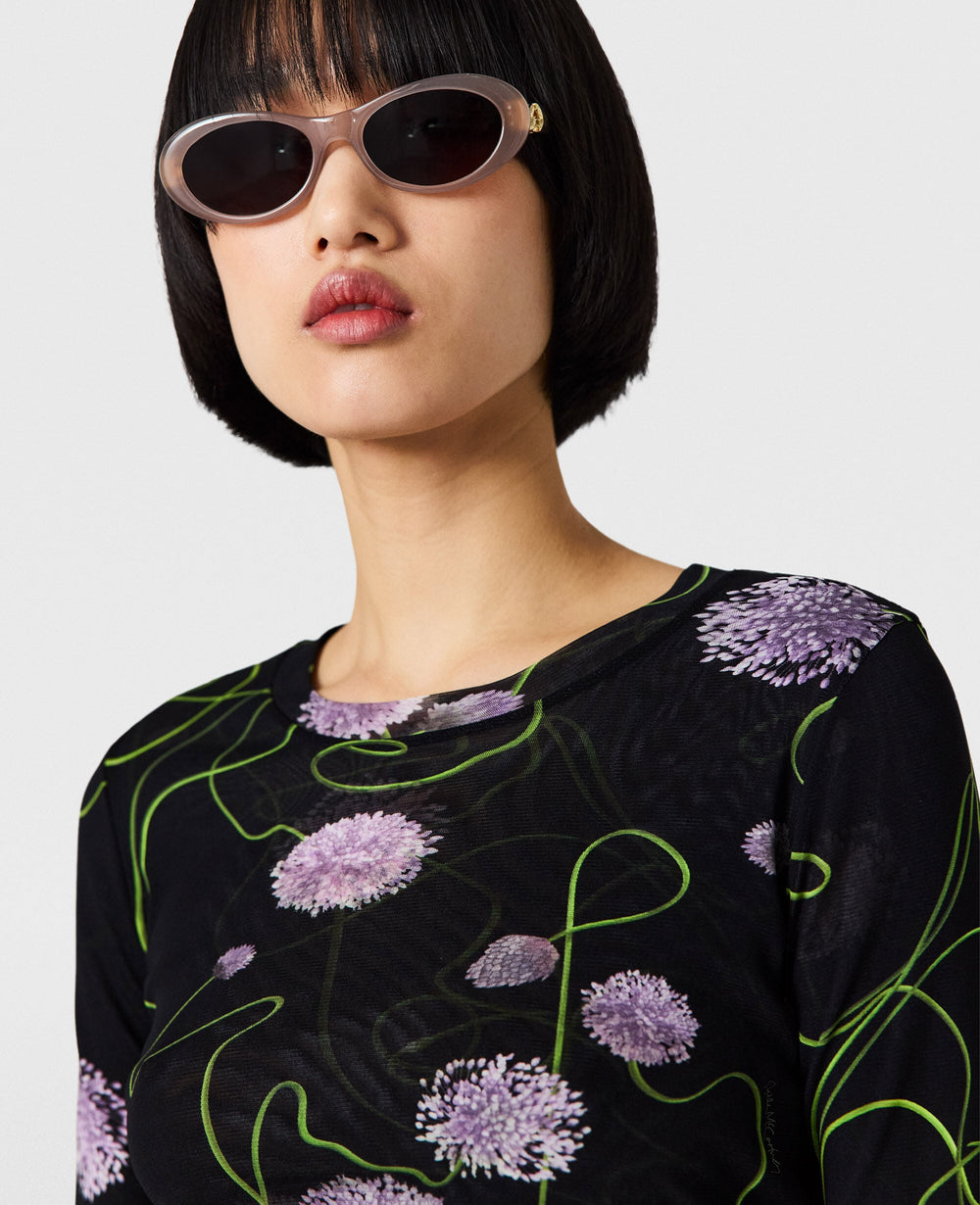 Mesh Twisted Floral Top