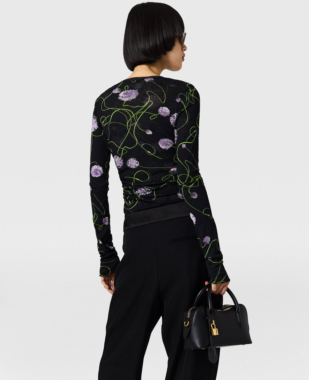 Mesh Twisted Floral Top