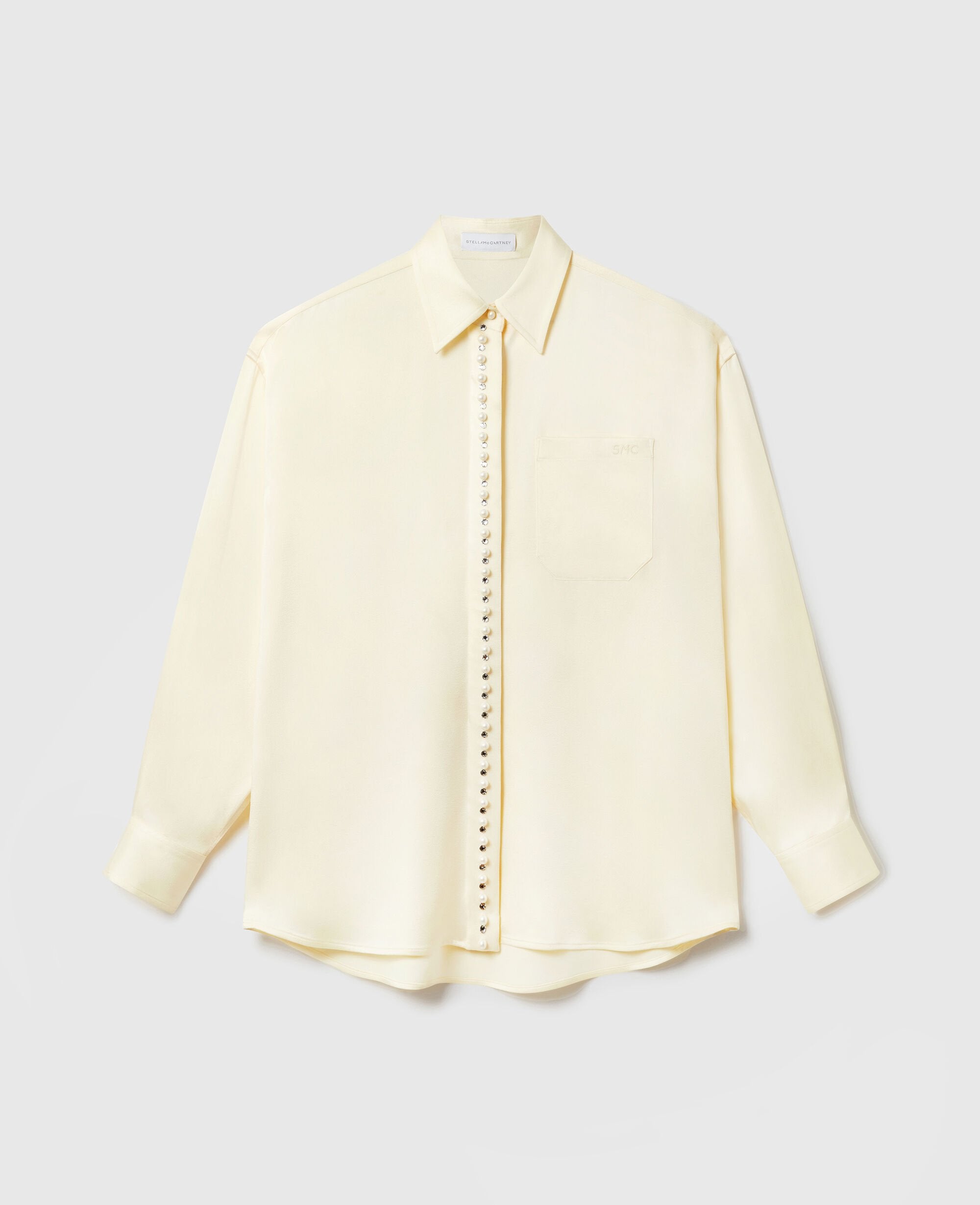 Oversized Pearl-Button Satin Shirt
