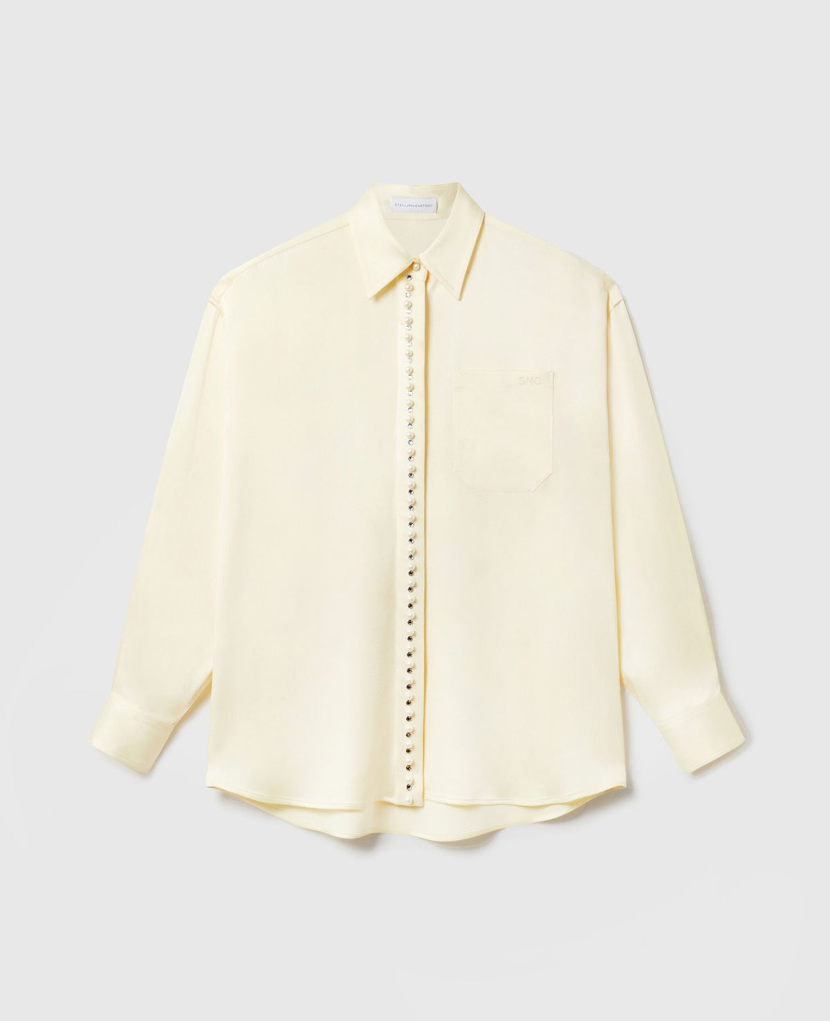 Oversized Pearl-Button Satin Shirt