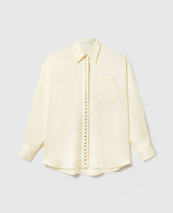 Oversized Pearl-Button Satin Shirt