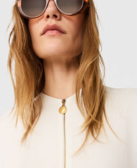 Arlesa Double Split Hem Zip Blouse