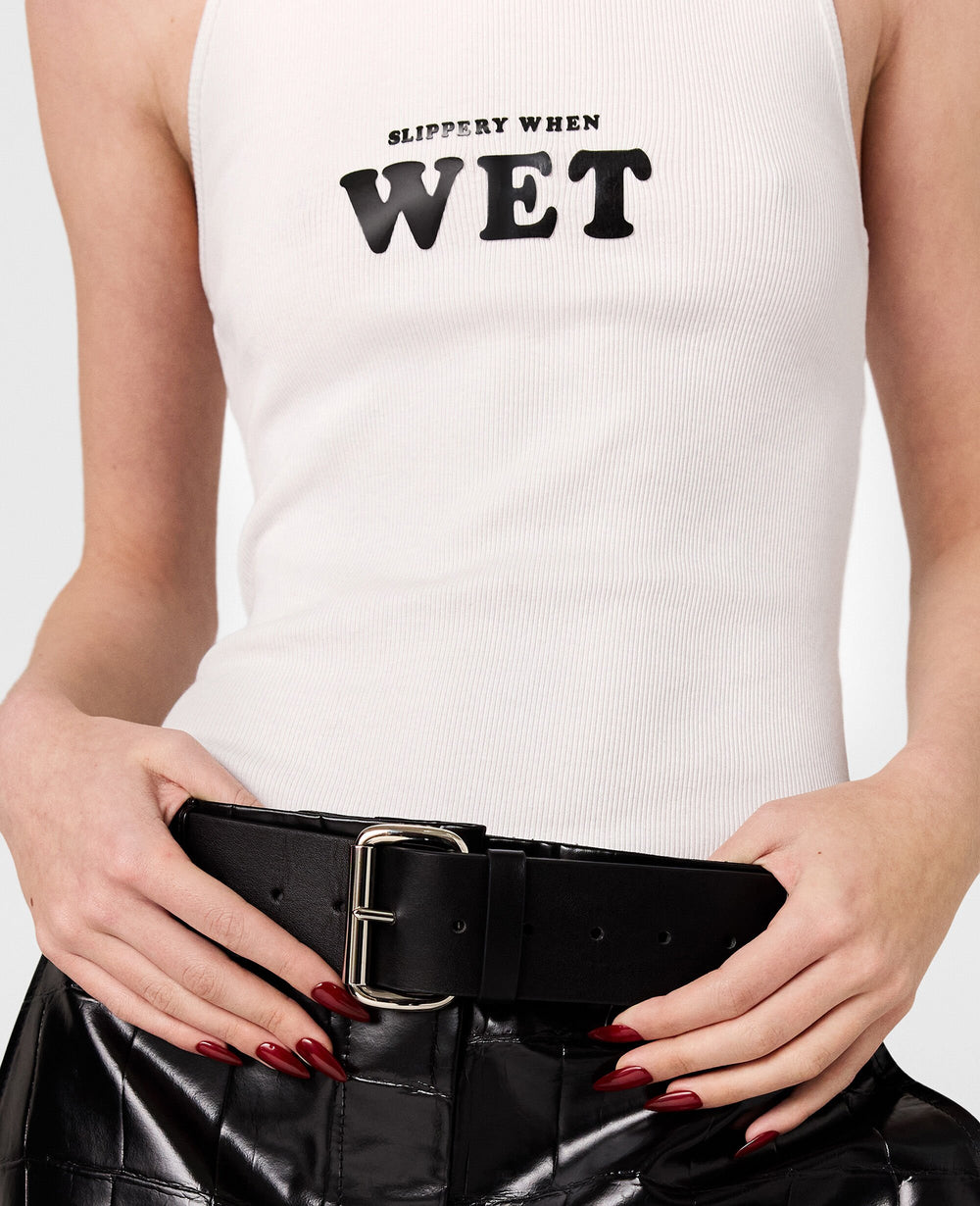 Slippery When Wet Racerback Tank Top