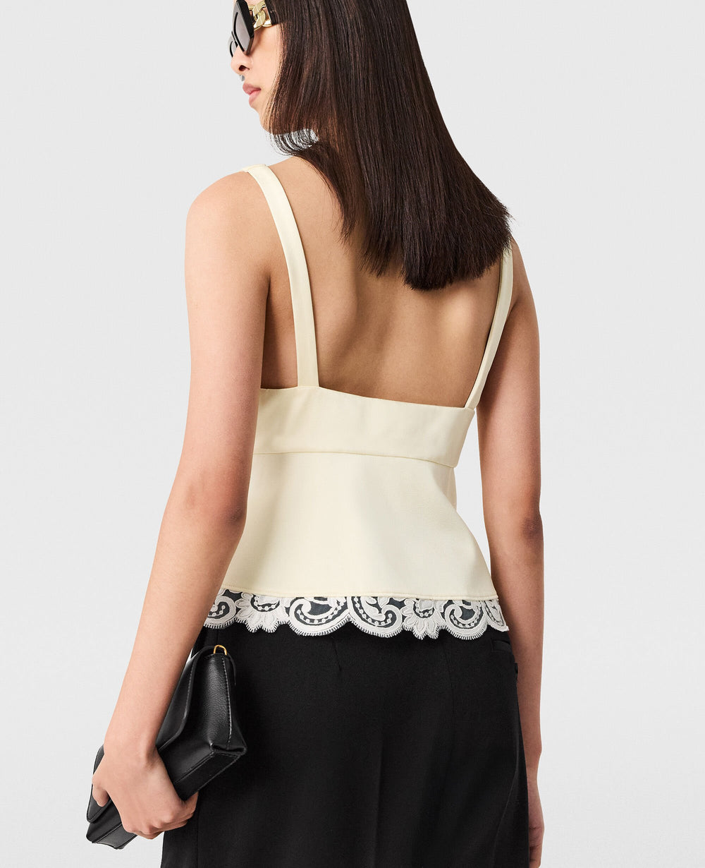 Lace-Trim V-Neck Top
