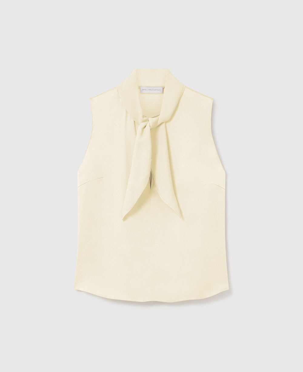 Tie-Neck Sleeveless Satin Top