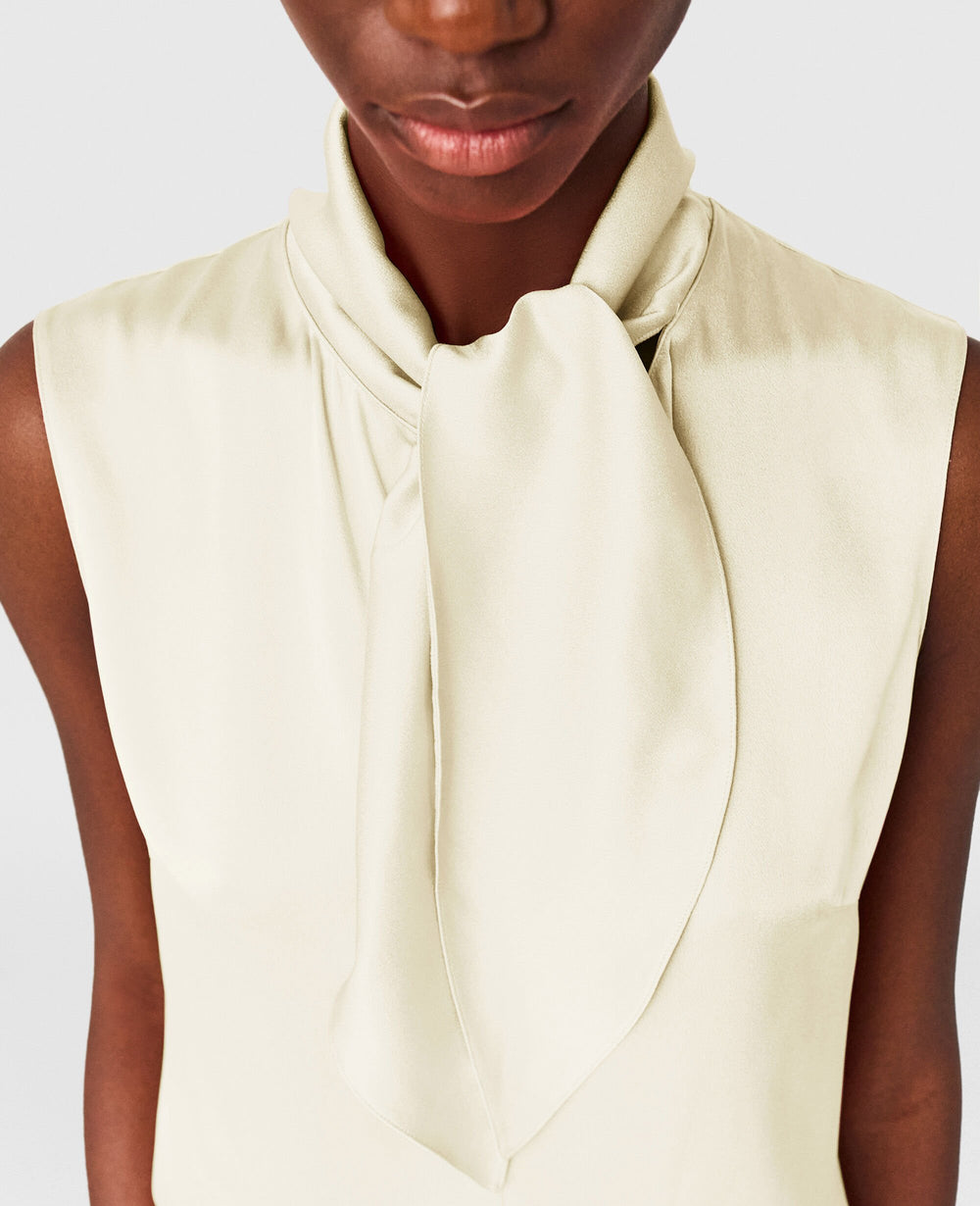 Tie-Neck Sleeveless Satin Top