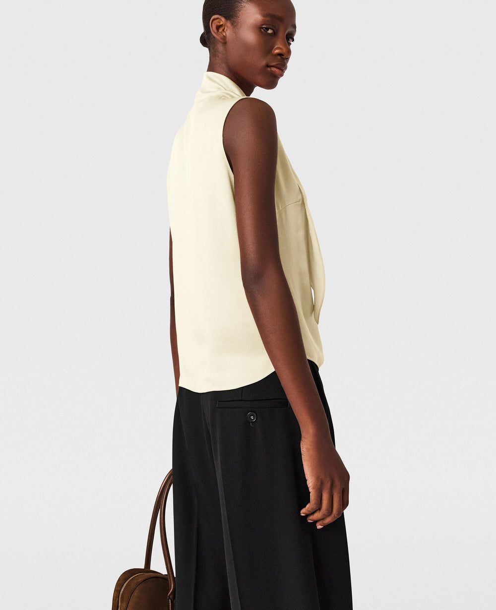 Tie-Neck Sleeveless Satin Top