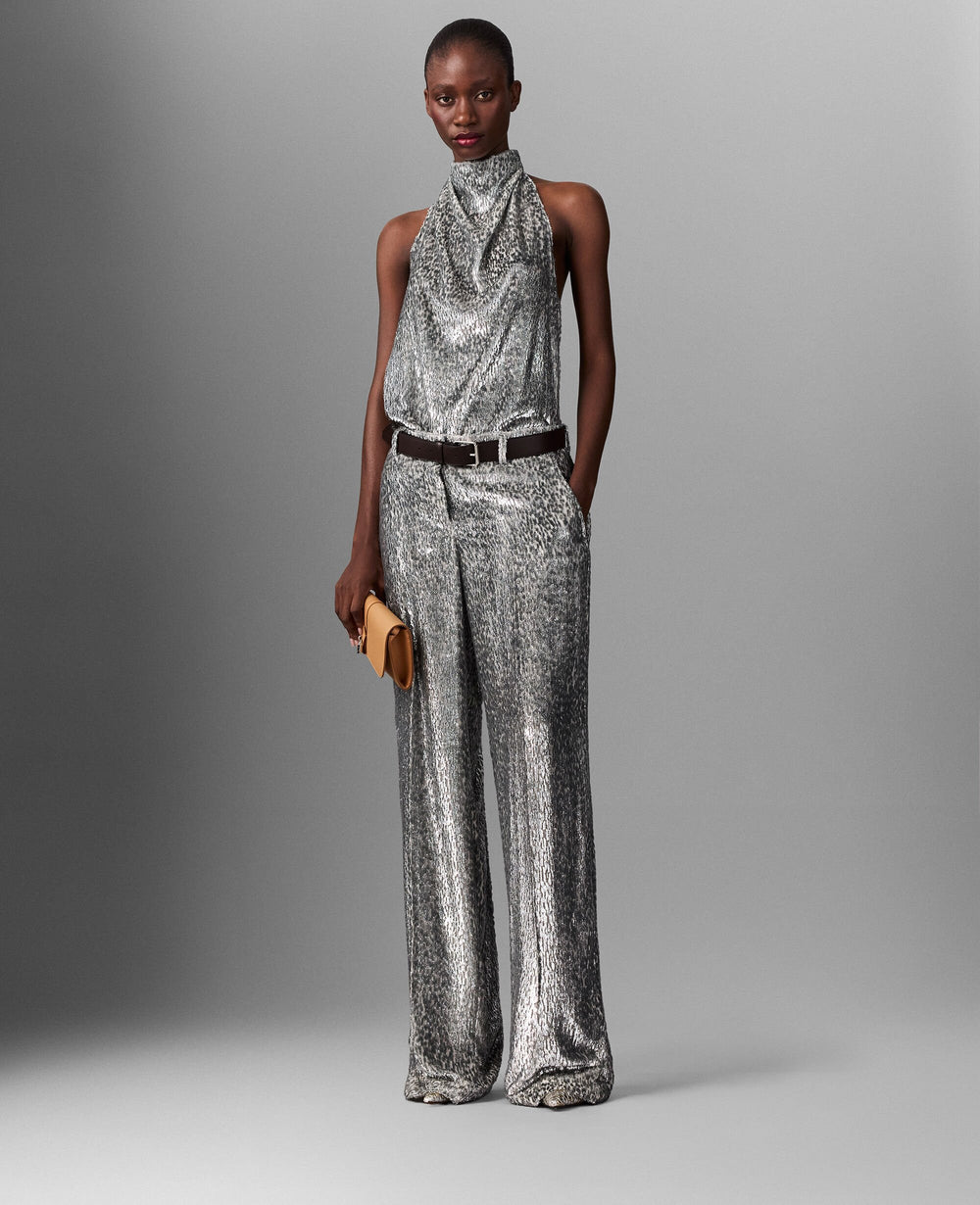 Metallic Velvet Halterneck Top