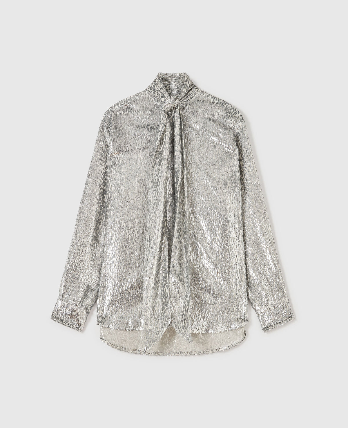 Metallic Velvet Tie-Nneck Shirt