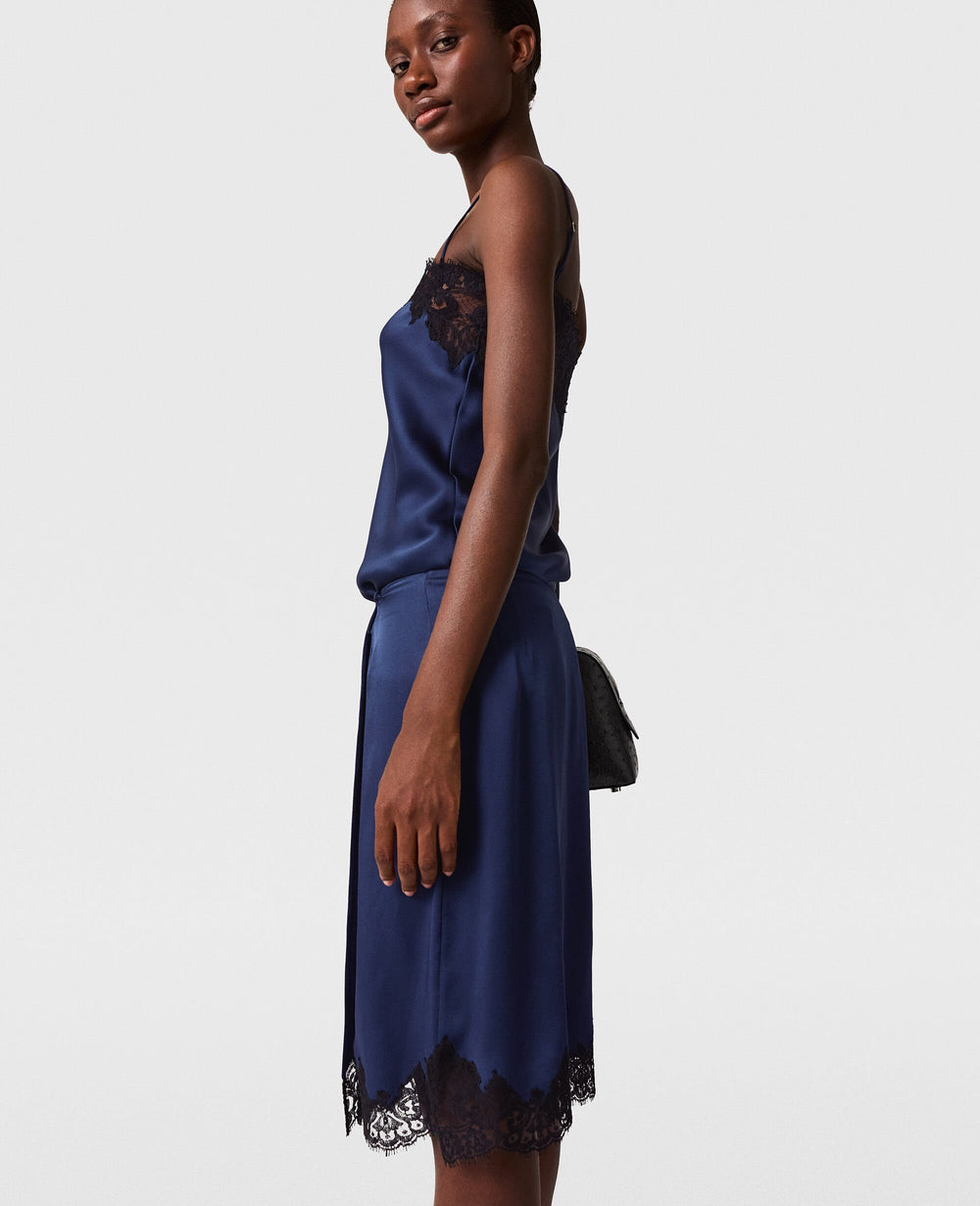 Lace-Trim Satin Top