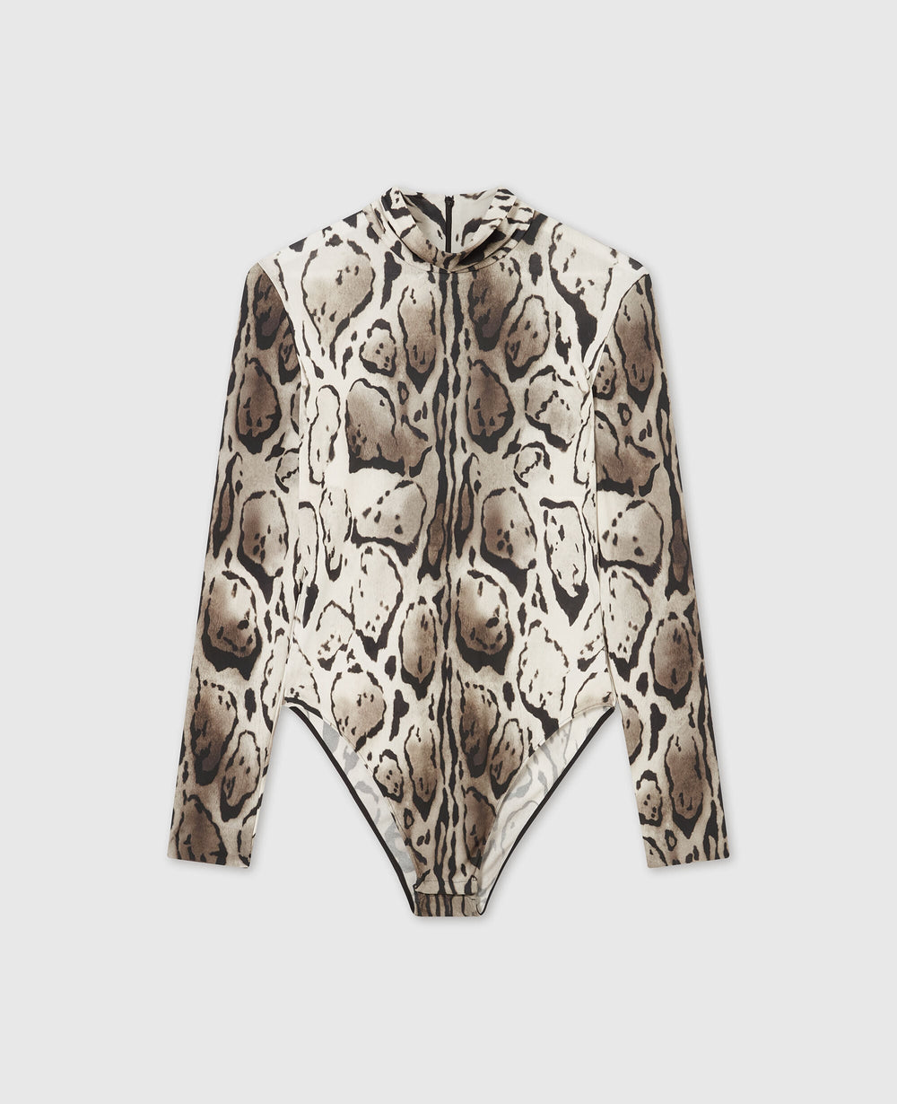 Cloud Leopard High-Neck Bodysuit