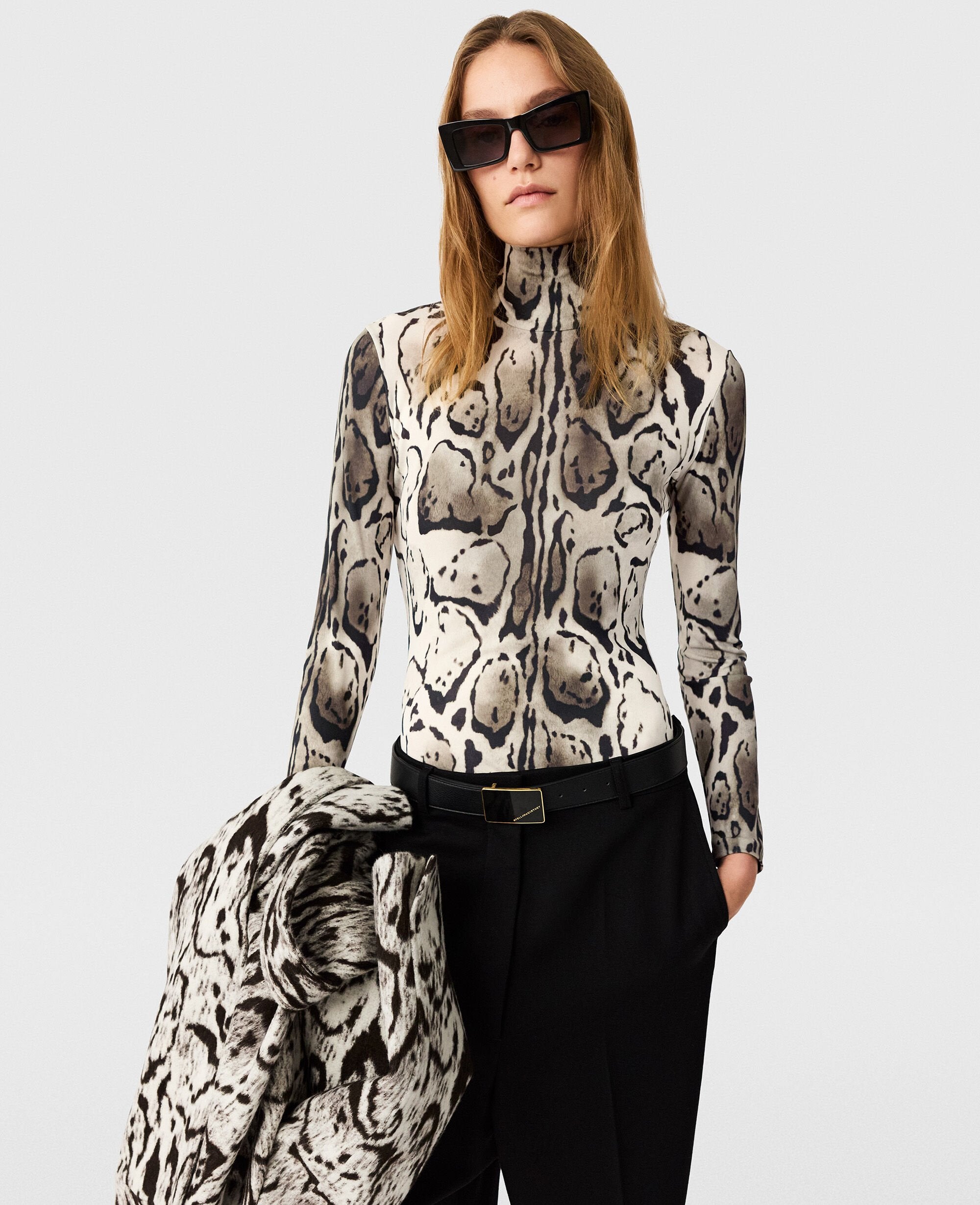 Cloud Leopard High-Neck Bodysuit