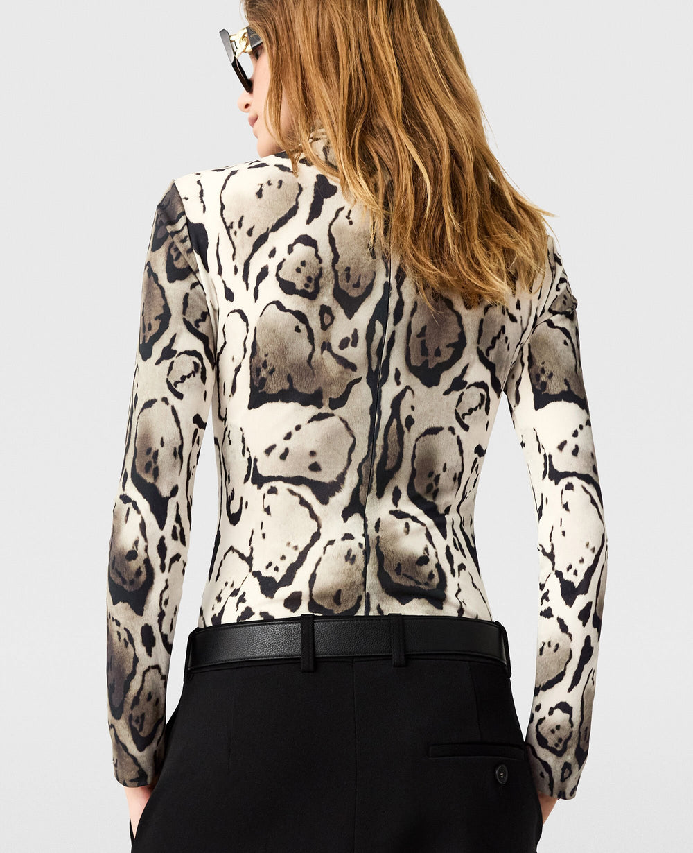 Cloud Leopard High-Neck Bodysuit