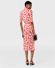 Raspberry Print High-Neck Mesh Top