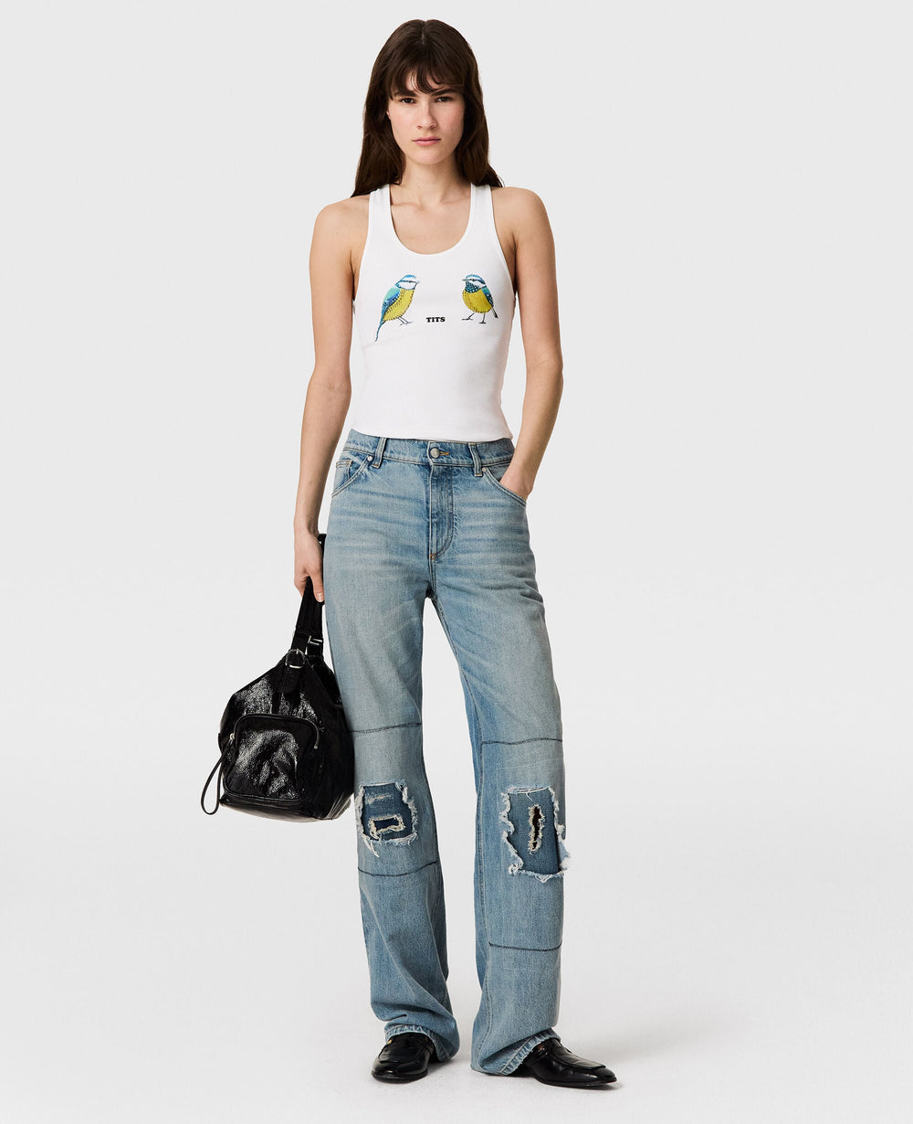 Blue Tits Graphic Tank Top