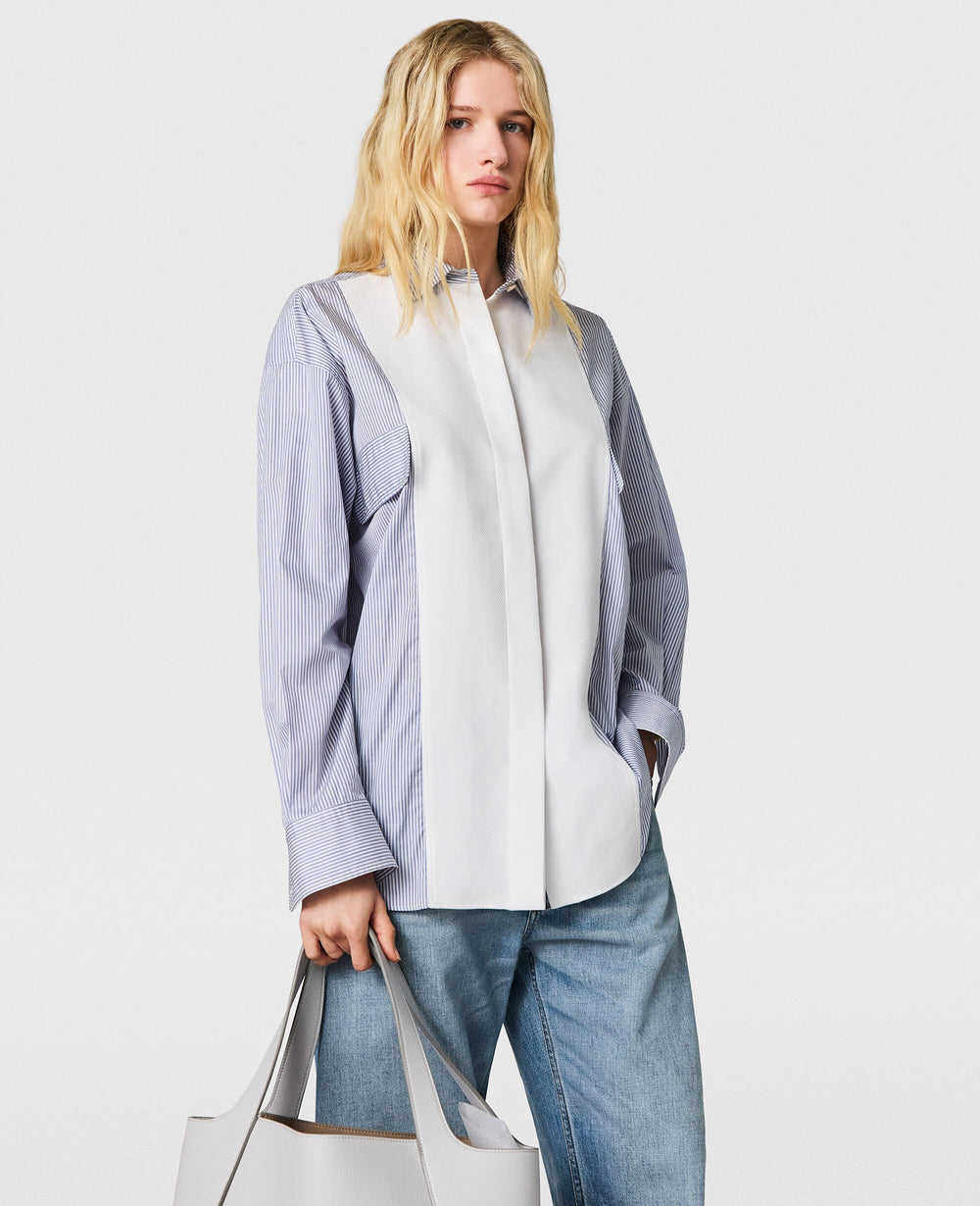 Cotton Stripe Piqué Double Shirt