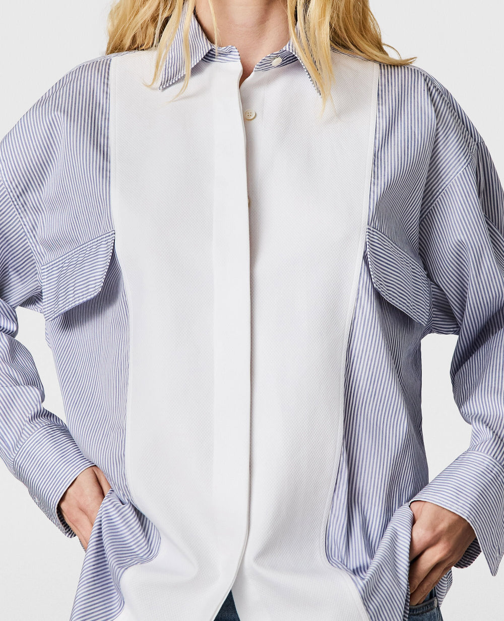 Cotton Stripe Piqué Double Shirt