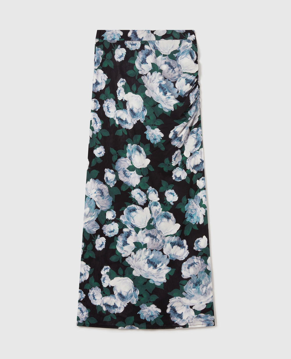 Floral Mesh Midi Skirt