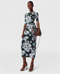 Floral Mesh Midi Skirt