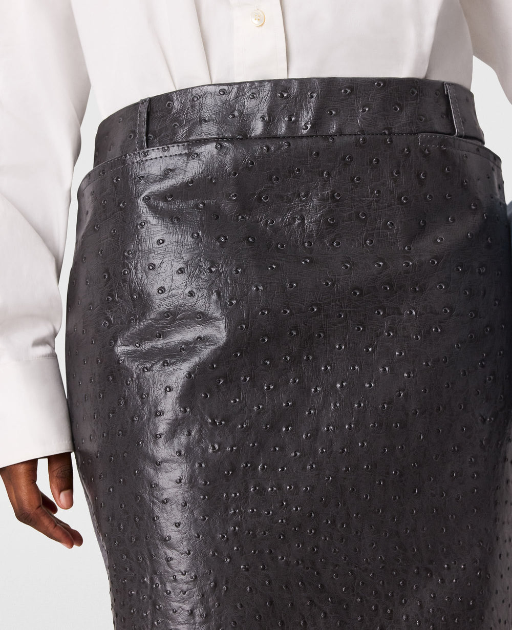 Ostrich Texture Midi Skirt