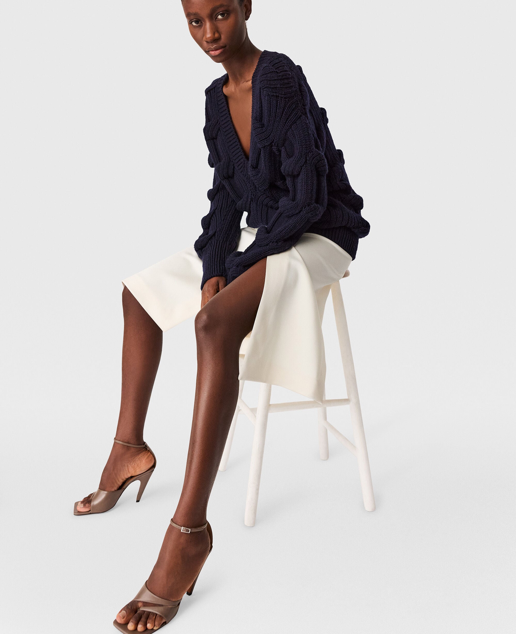 Tailored Satin Midi Skirt