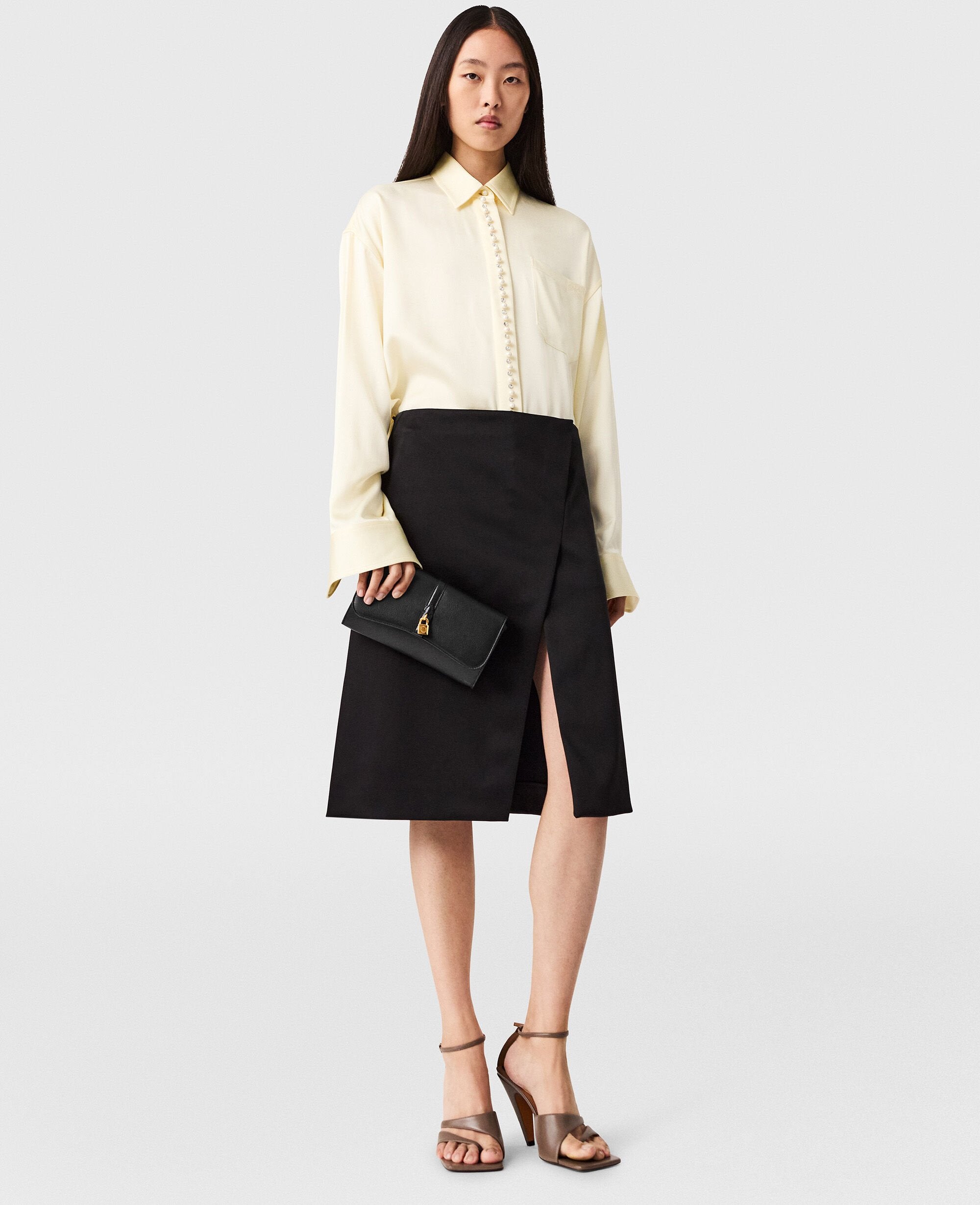 Tailored Satin Midi Skirt