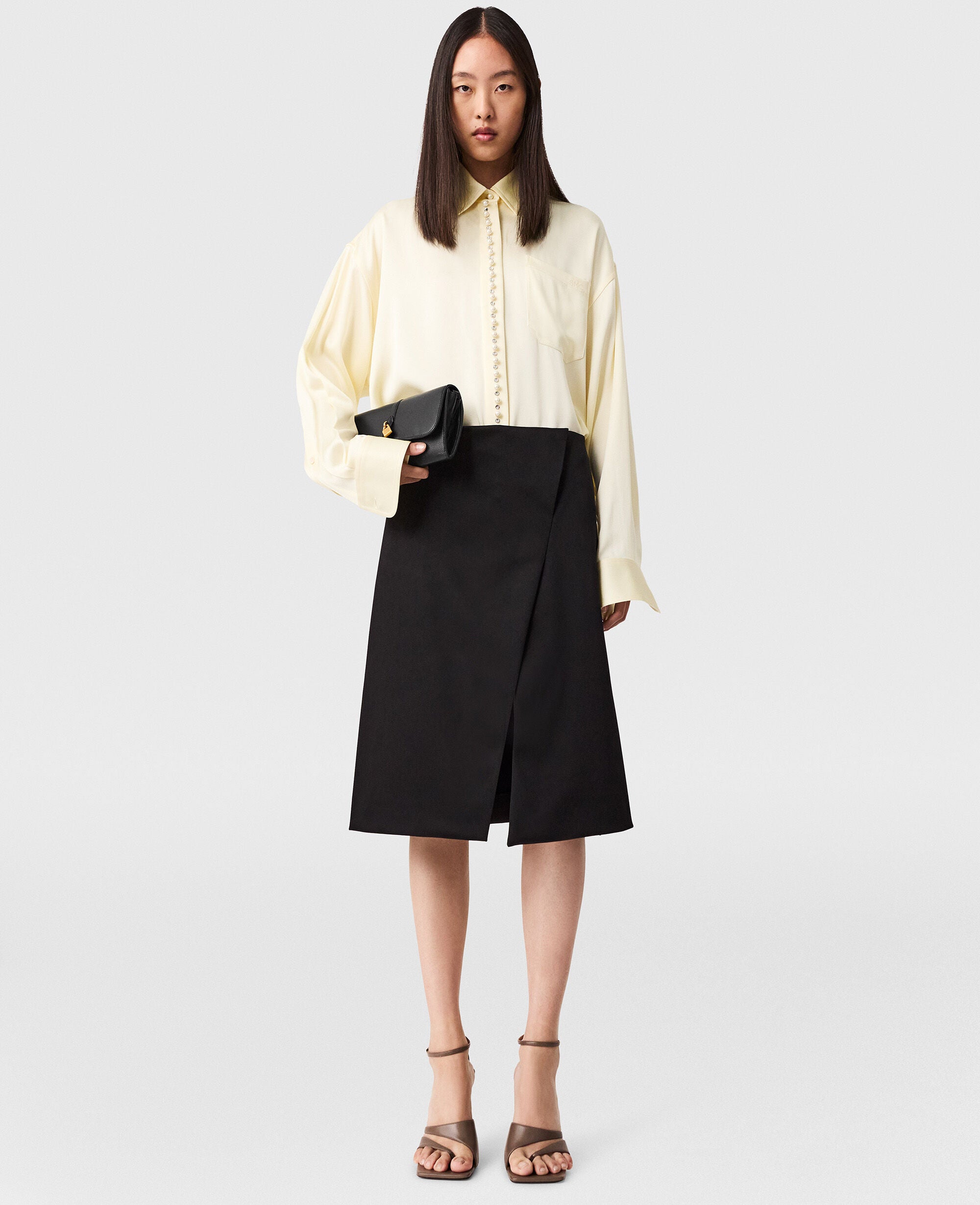 Tailored Satin Midi Skirt