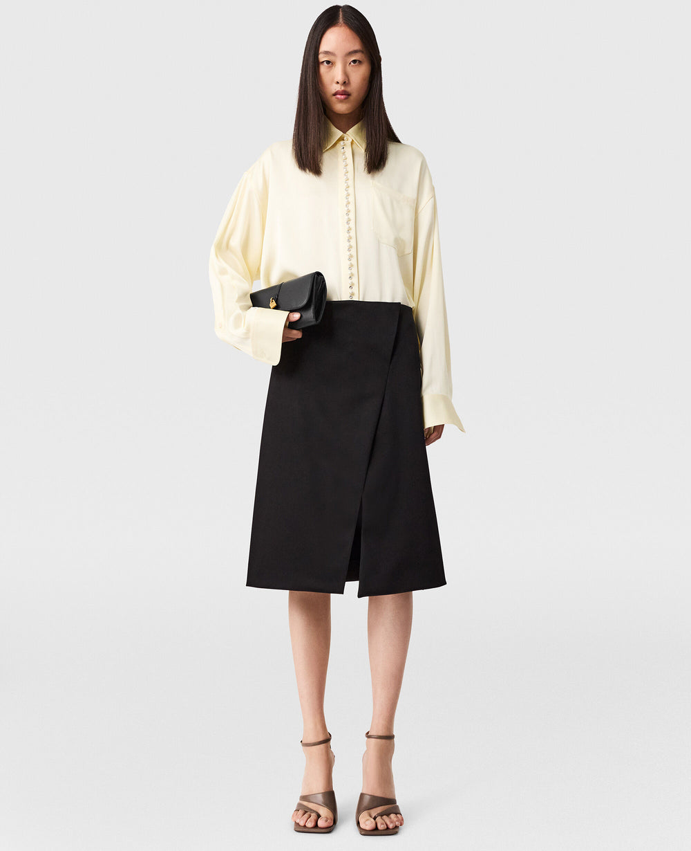 Tailored Satin Midi Skirt