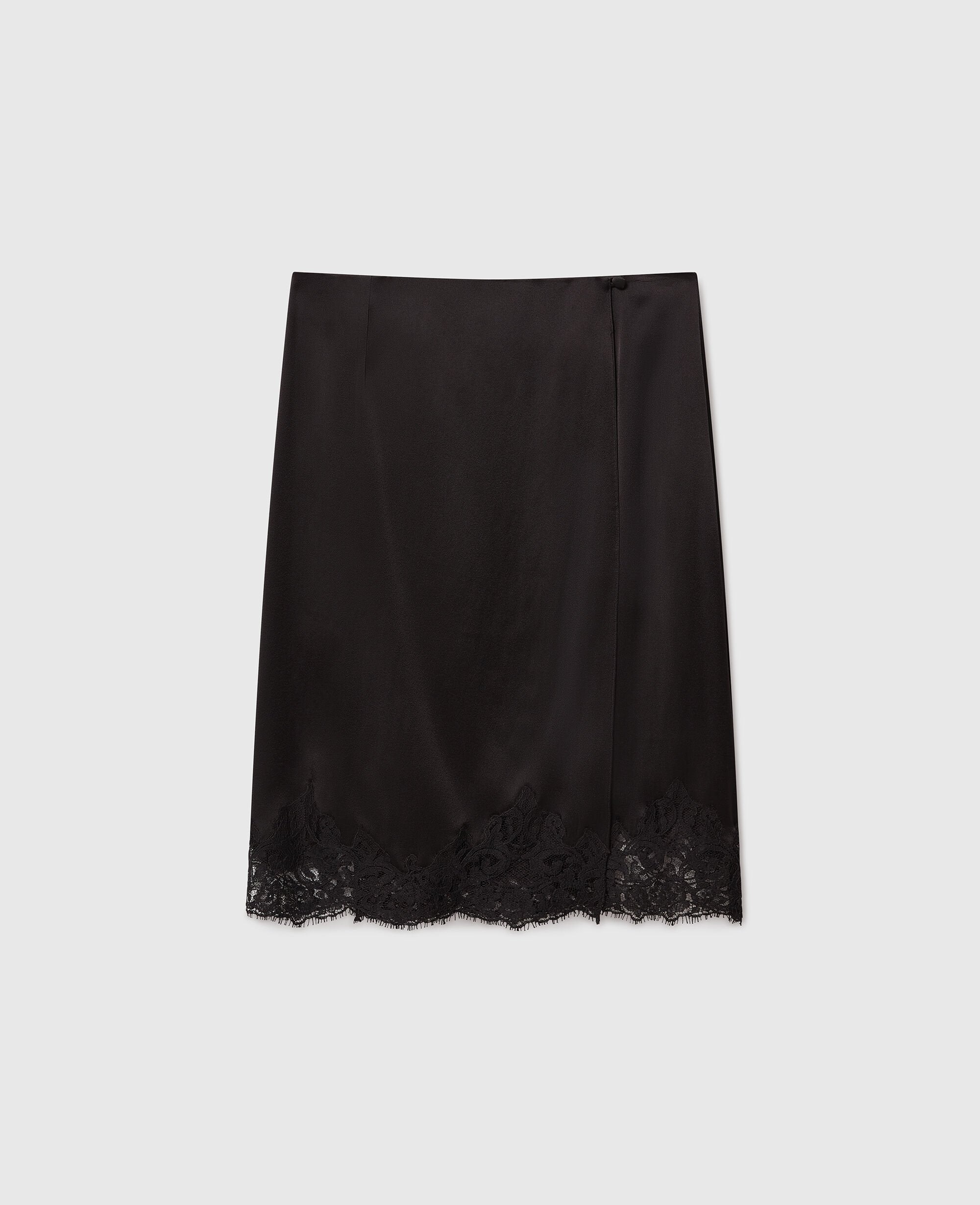 Lace Satin Midi Skirt