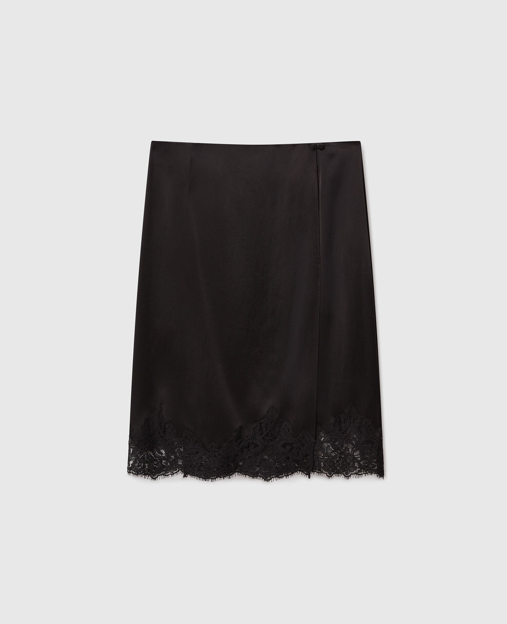 Lace Satin Midi Skirt