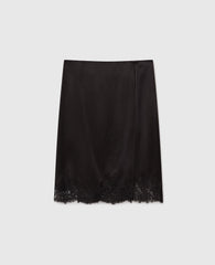 Lace Satin Midi Skirt
