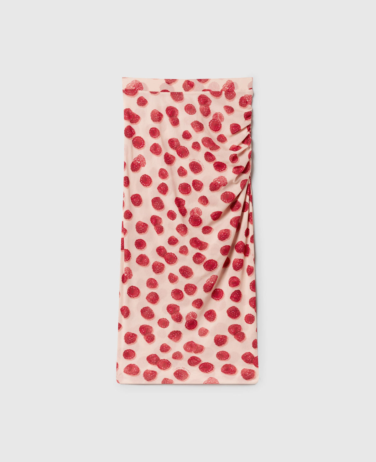 Raspberry Print Mesh Midi Skirt