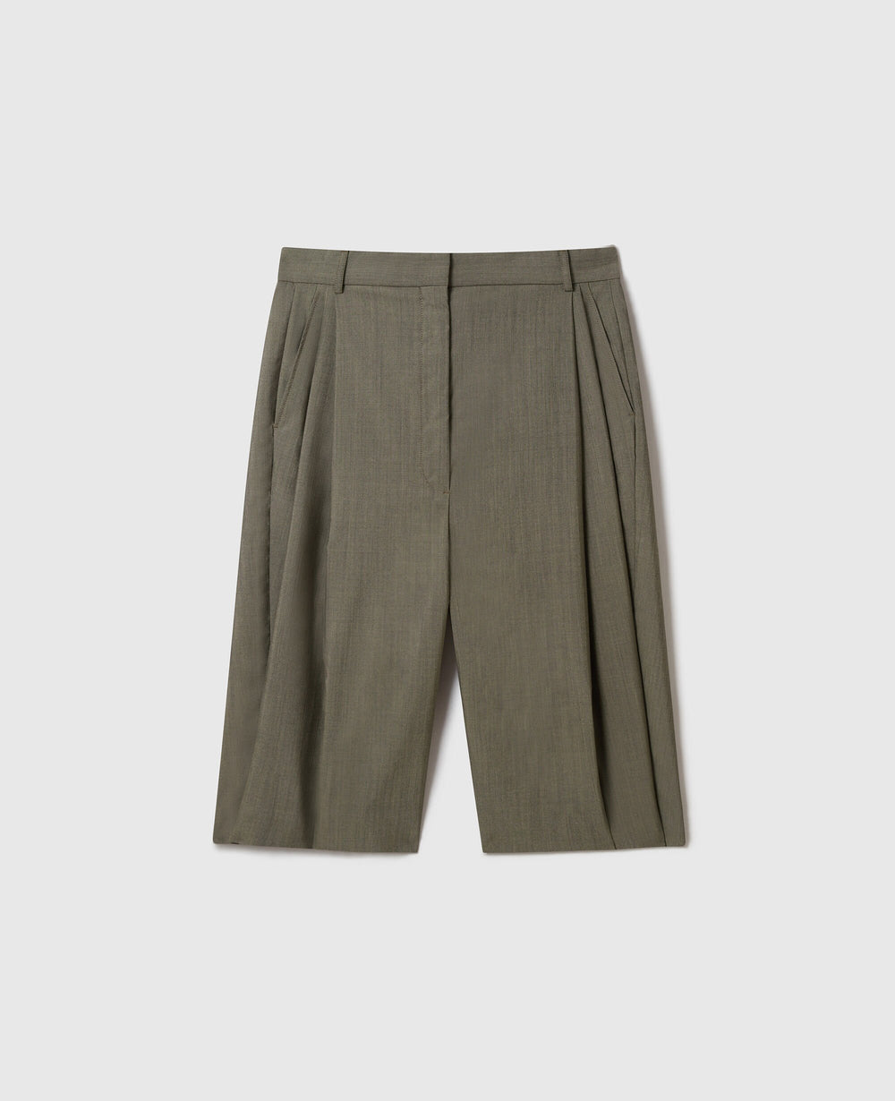 Tropical Wide-Leg Bermuda Shorts