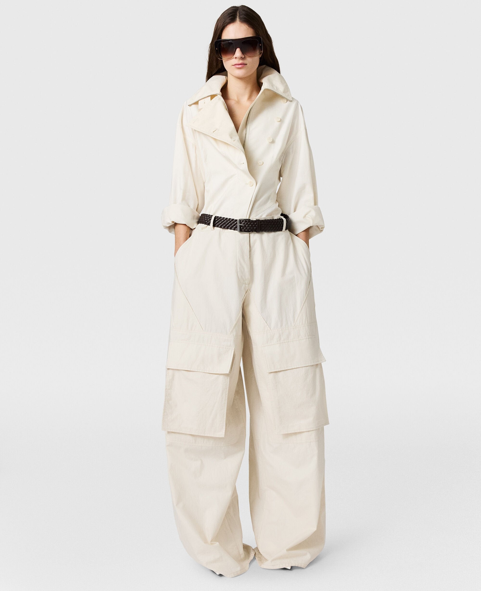 Washed Cotton Cargo Trousers