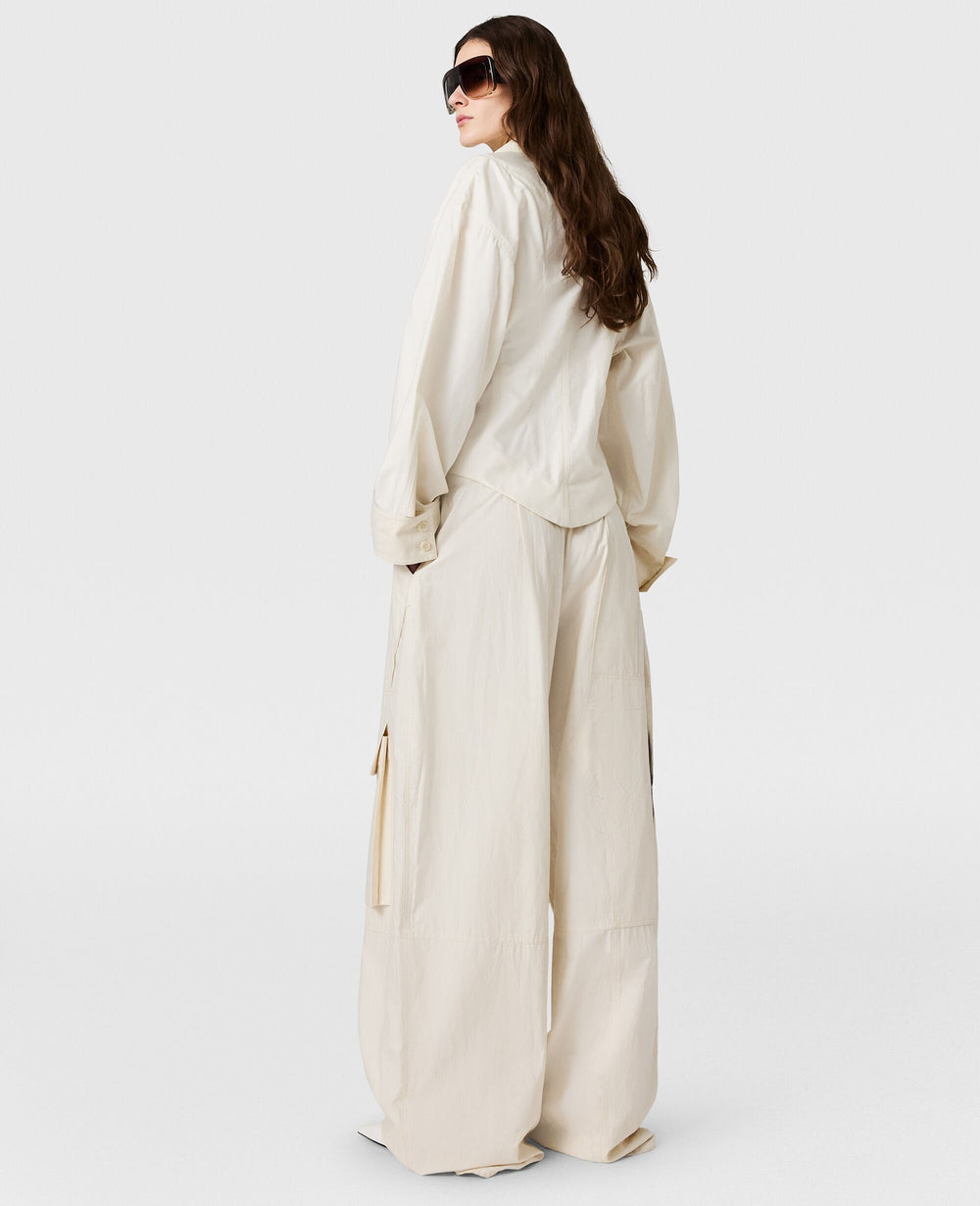 Washed Cotton Cargo Trousers