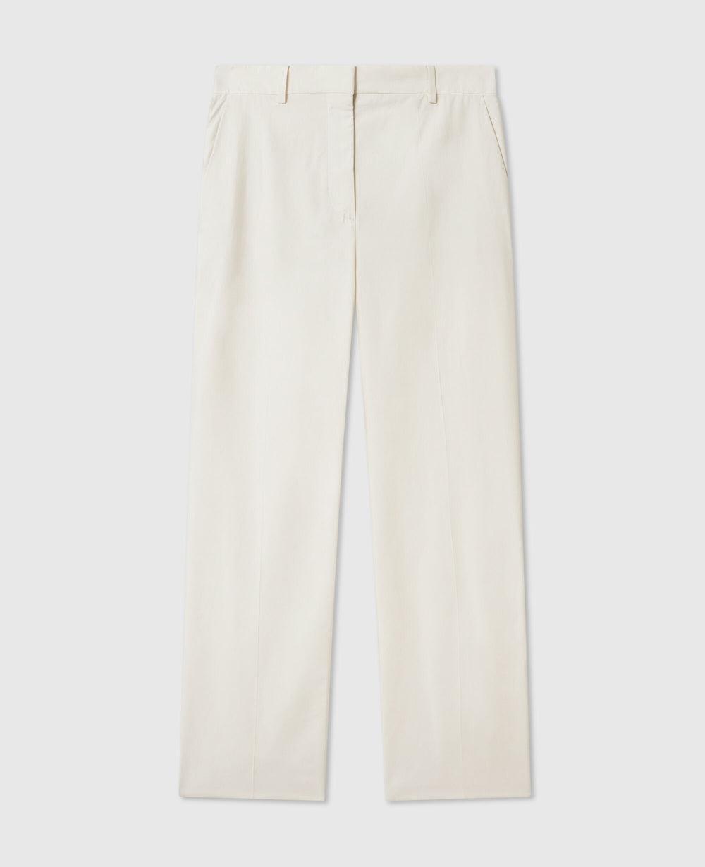 Washed Cotton Straight Trousers
