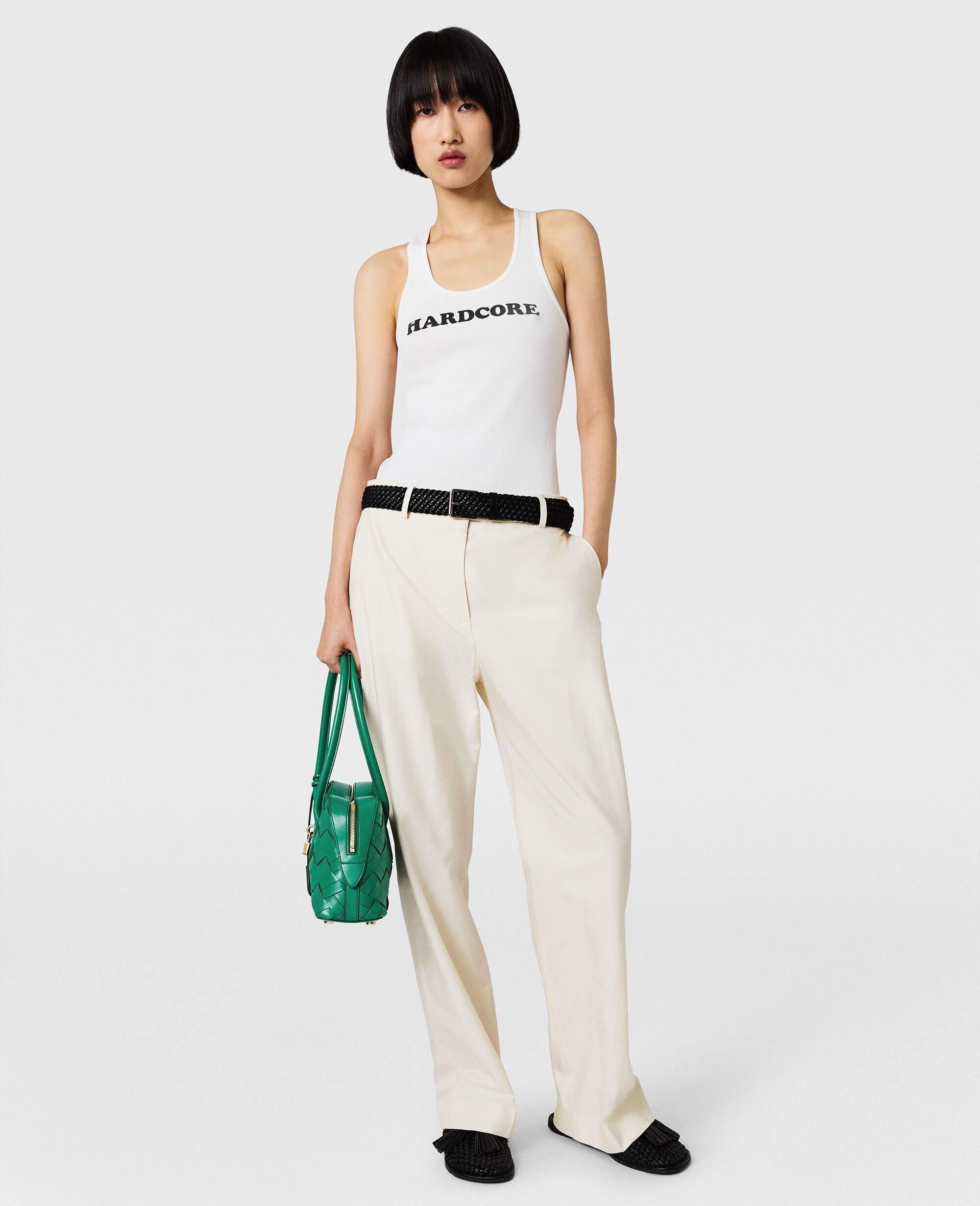 Washed Cotton Straight Trousers