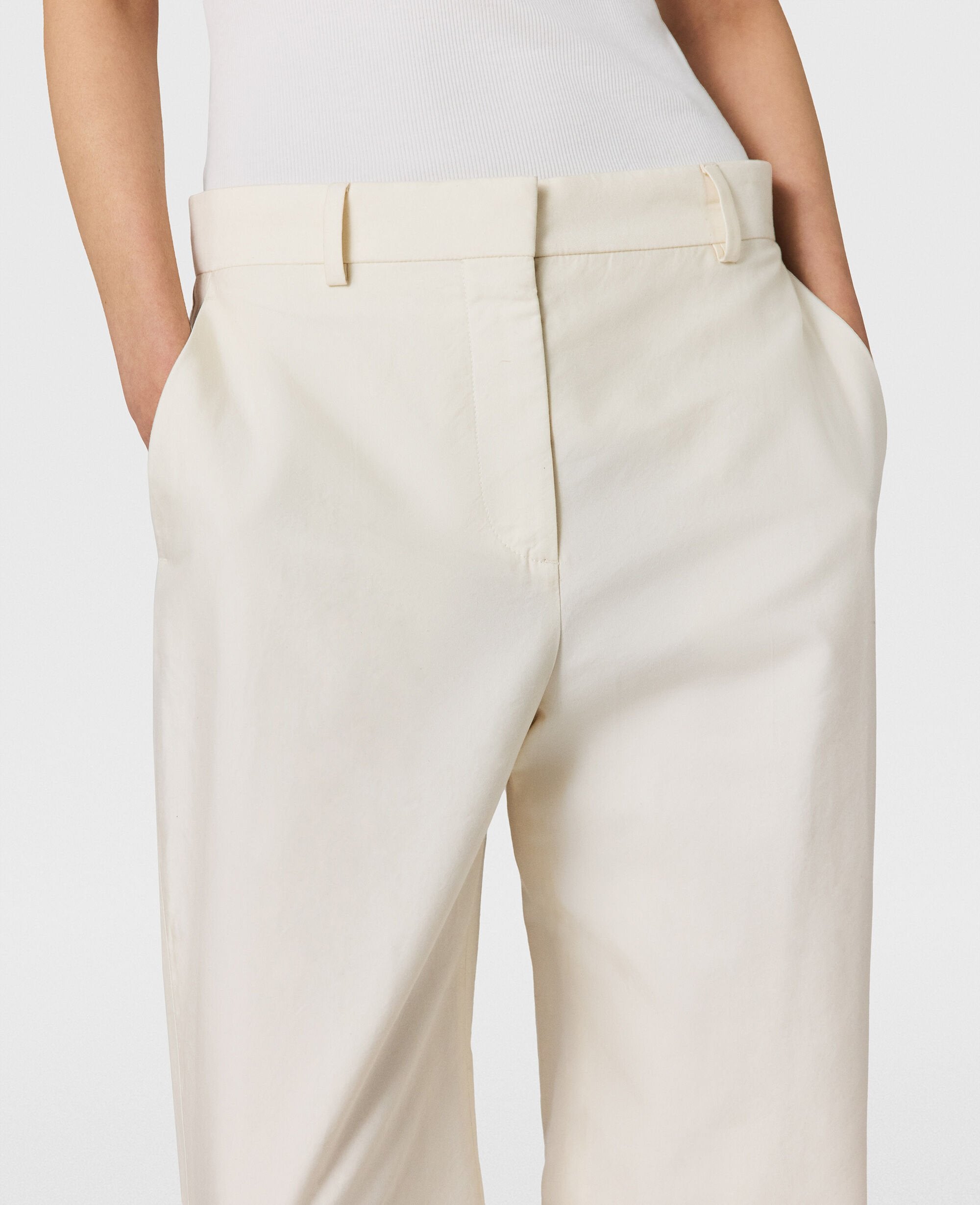 Washed Cotton Straight Trousers