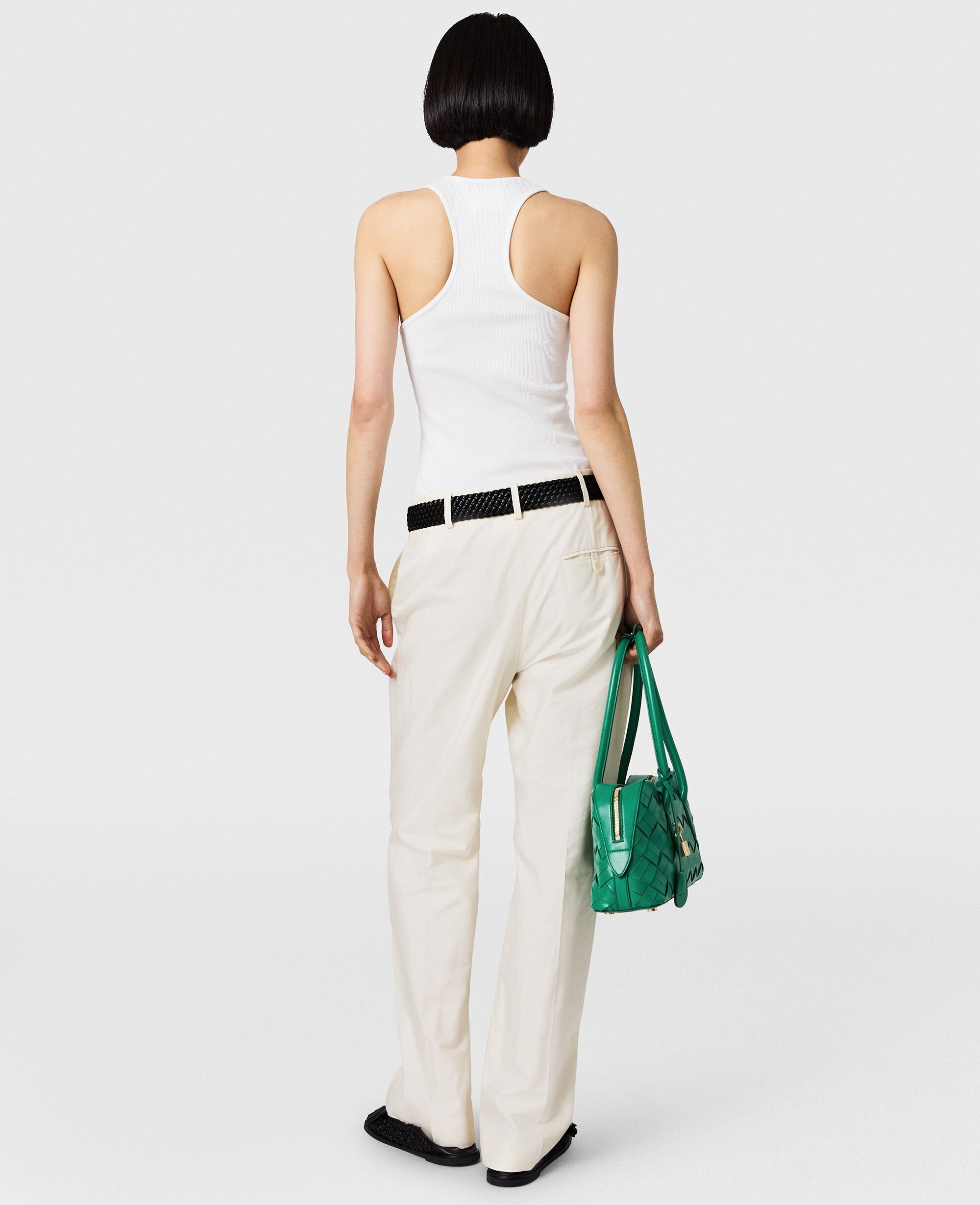 Washed Cotton Straight Trousers
