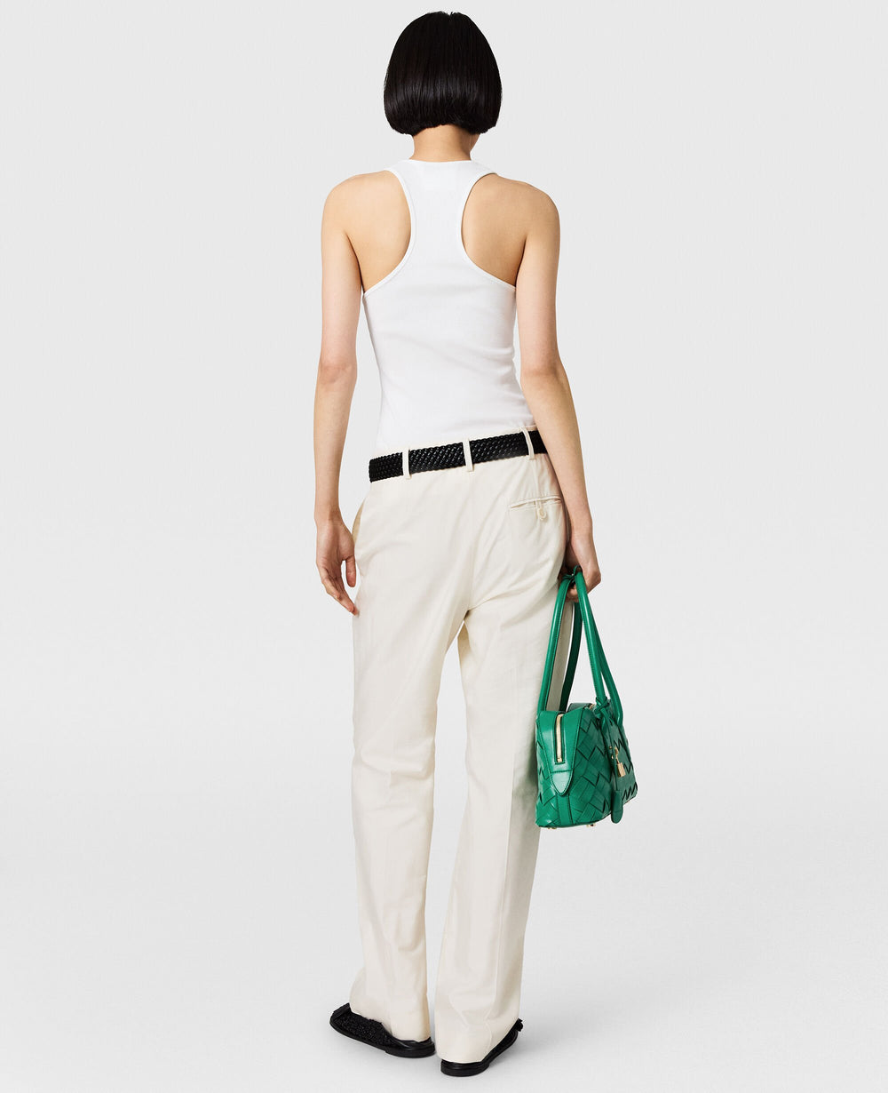 Washed Cotton Straight Trousers