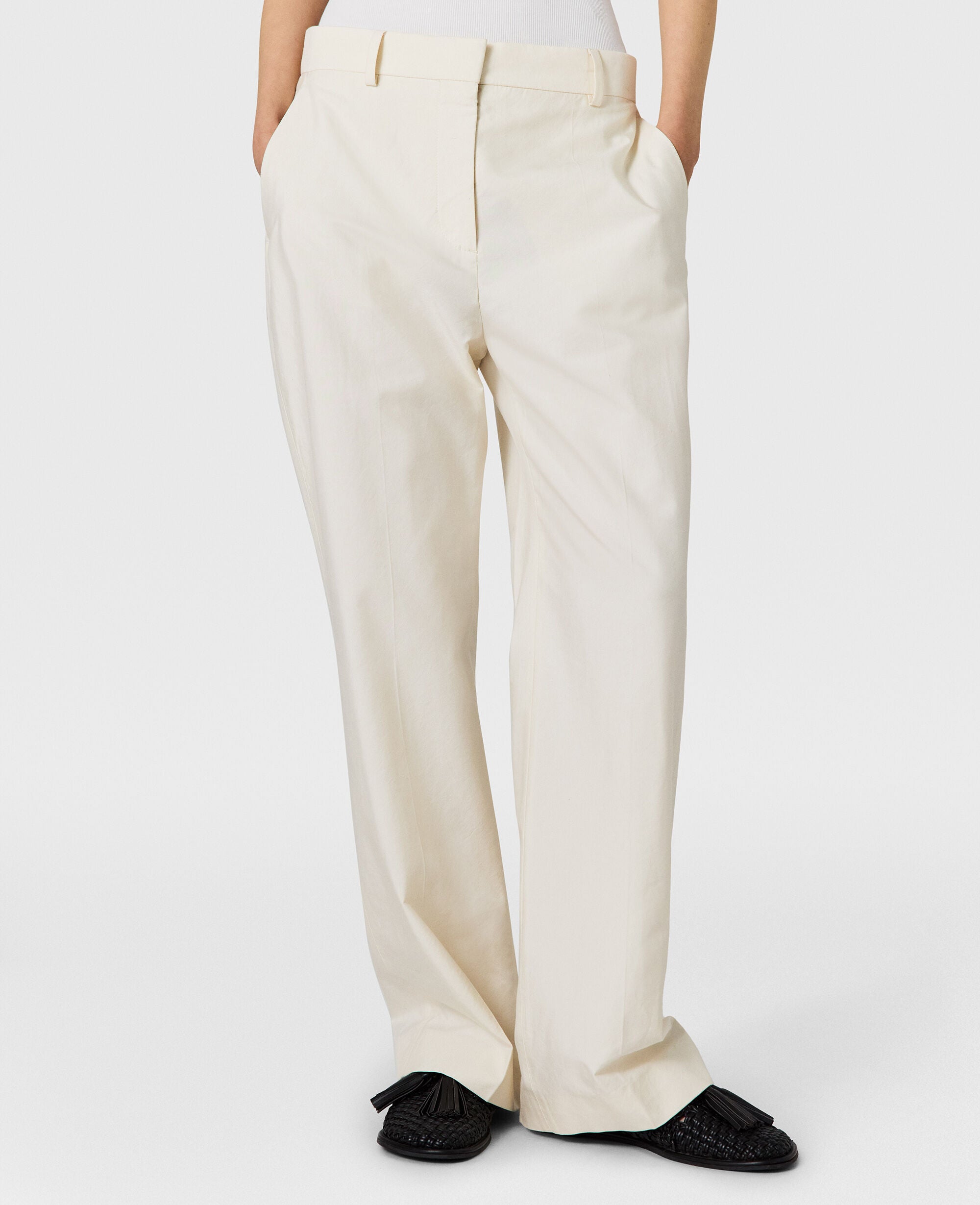 Washed Cotton Straight Trousers