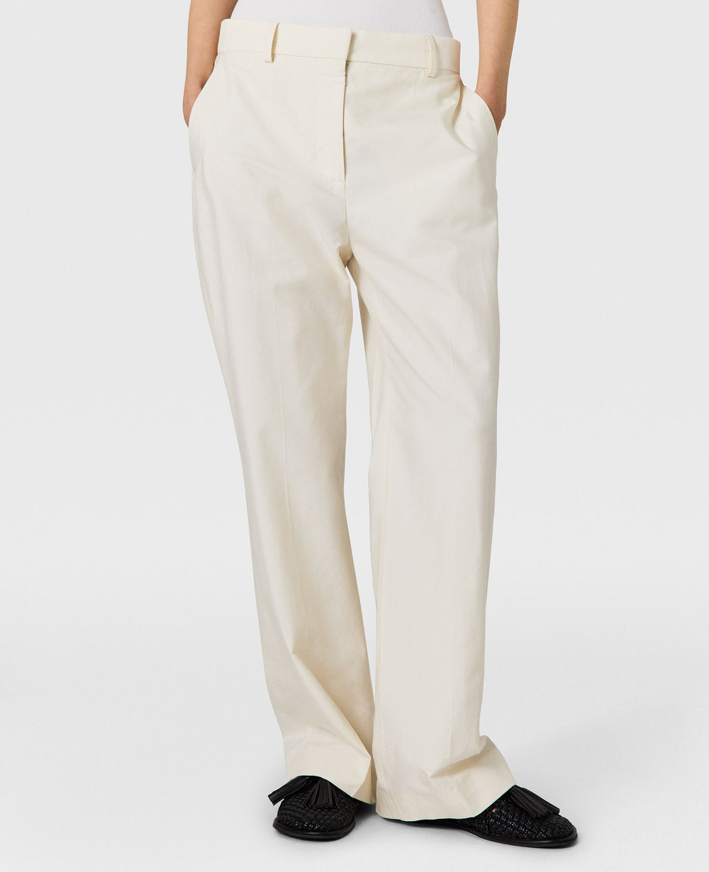 Washed Cotton Straight Trousers