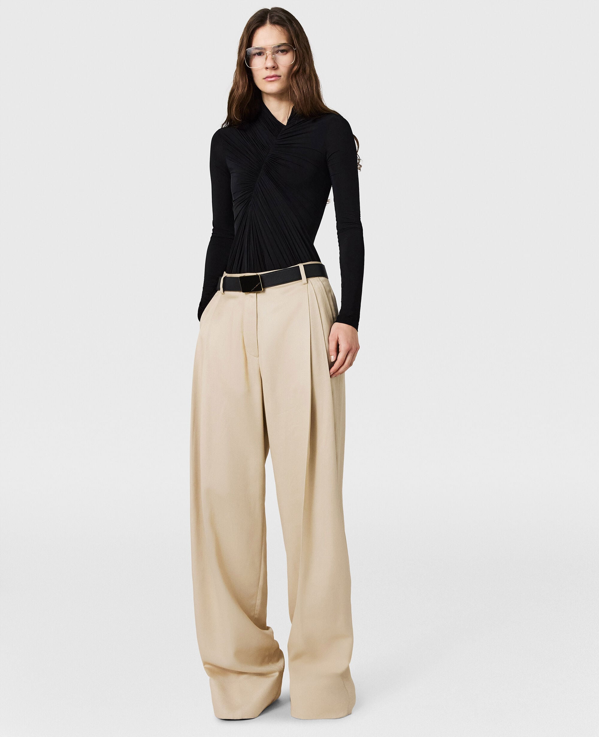 Textured Lightweight Straight Trousers