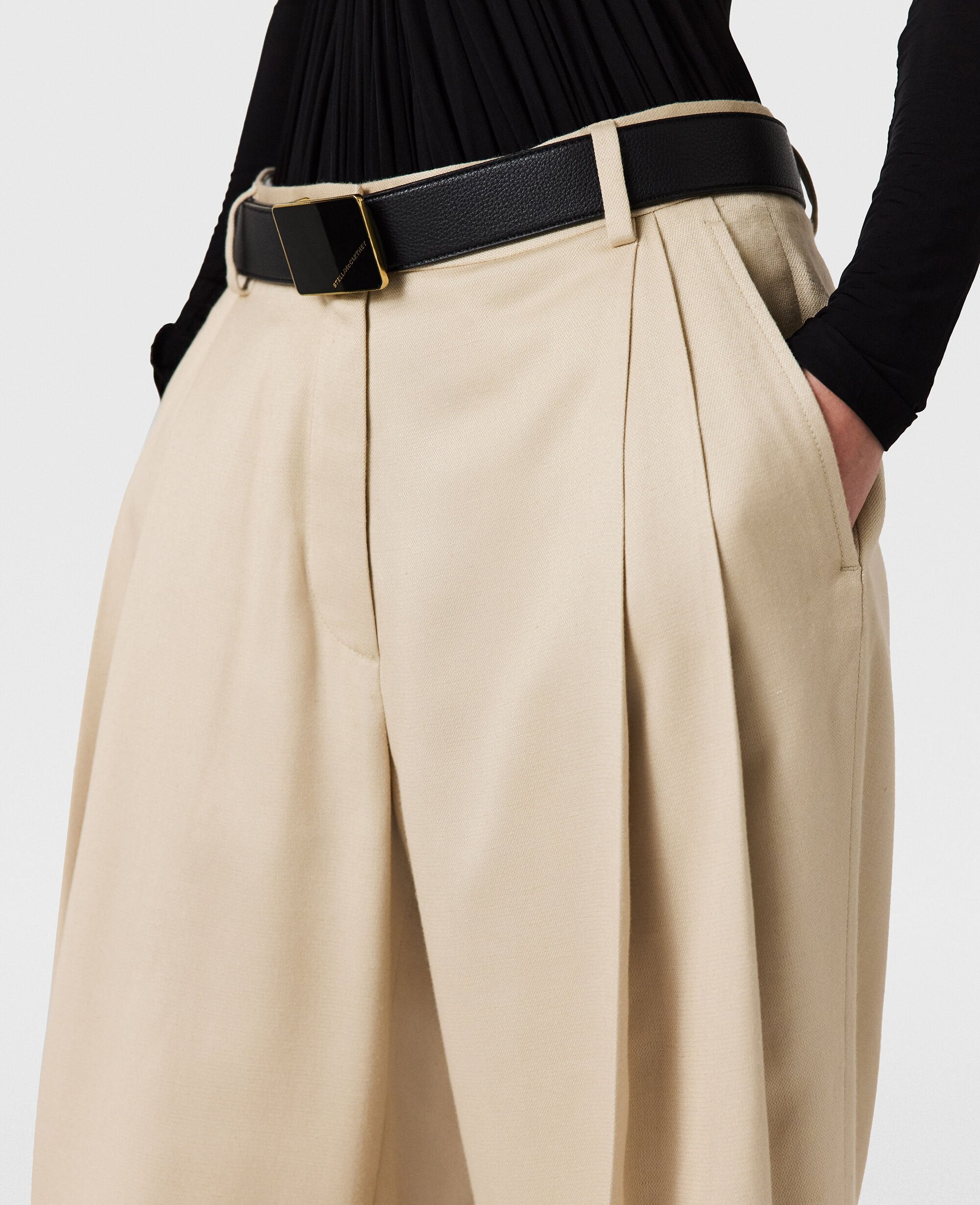 Textured Lightweight Straight Trousers