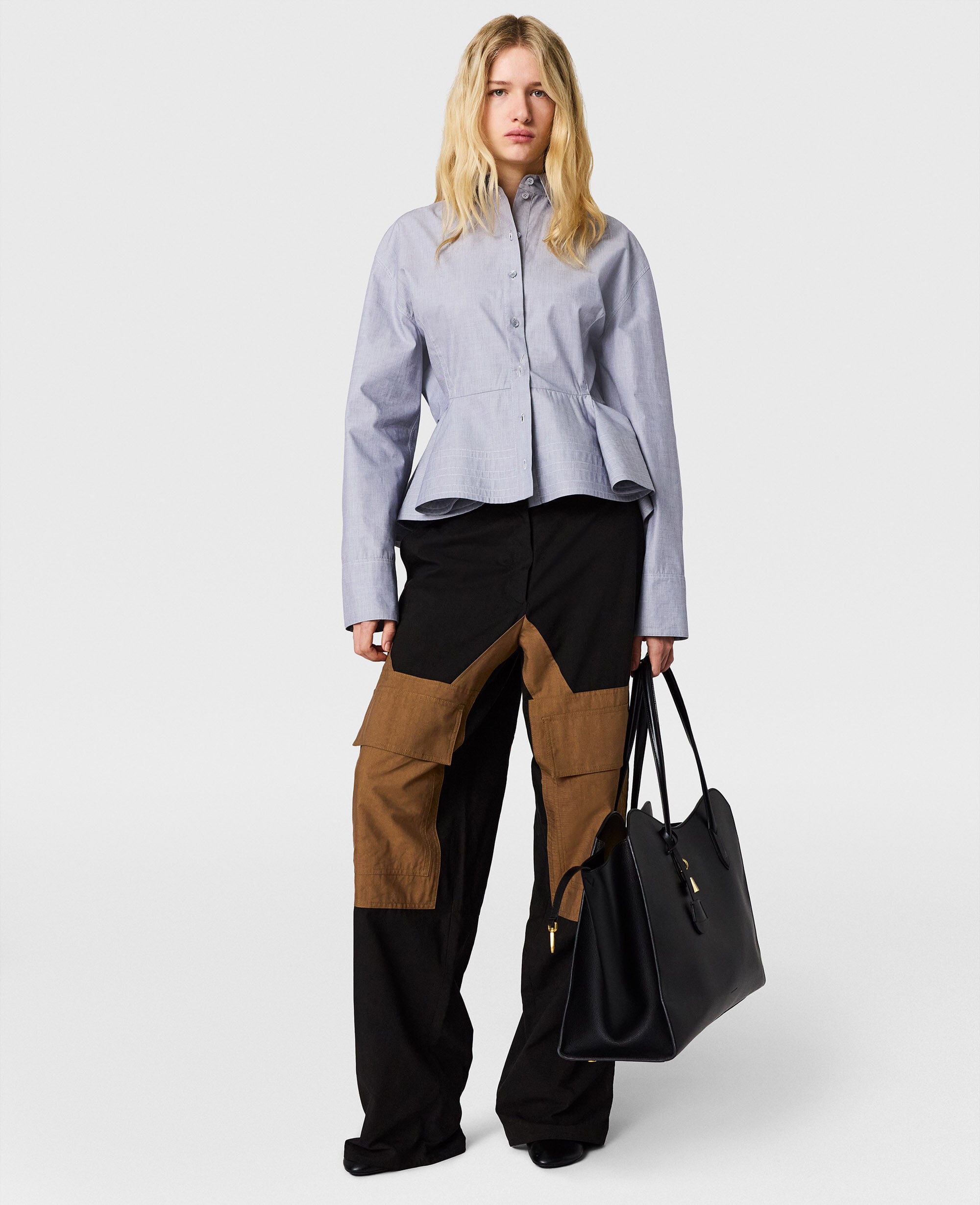 Washed Cotton Cargo Trousers