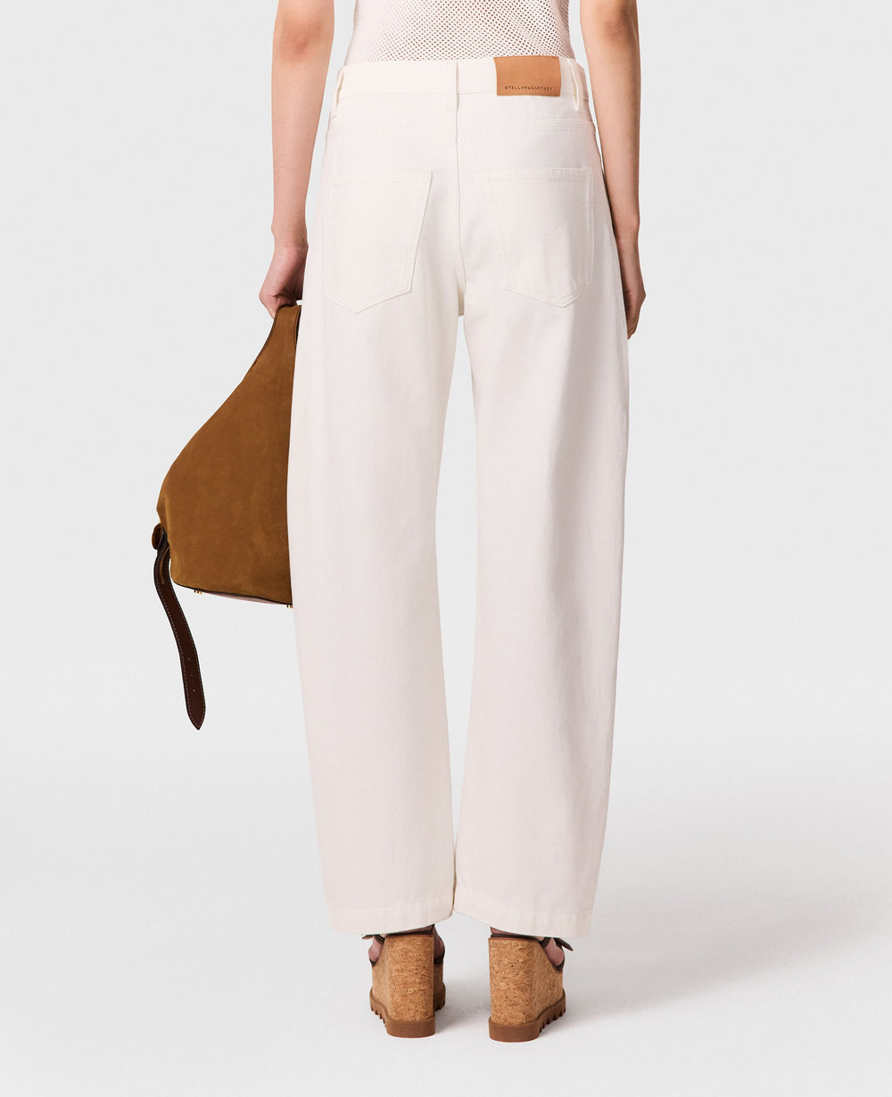 Cropped Barrel-Leg Jeans